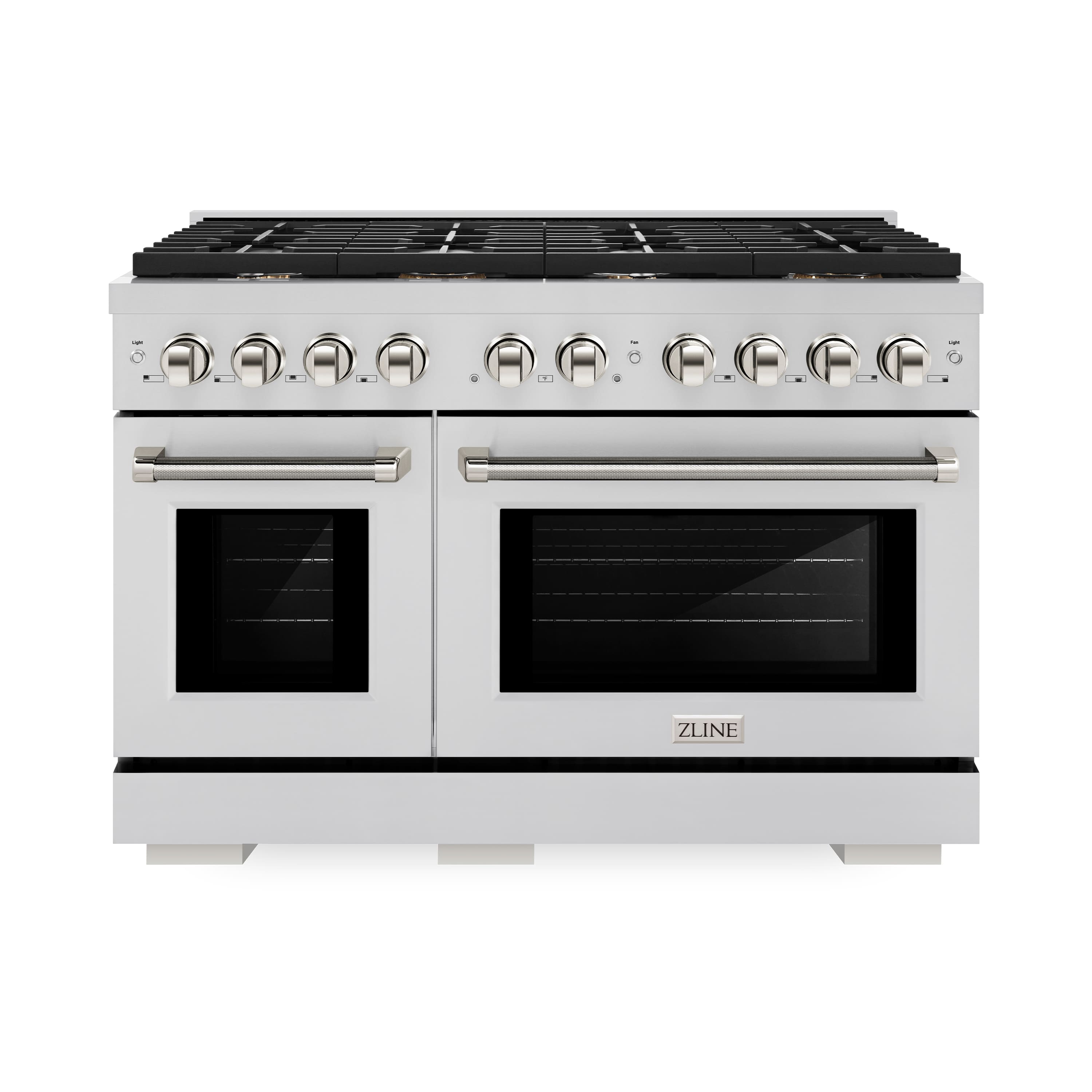Front. ZLINE - Autograph 48 in. 6.7 Cu. Ft. Freestanding Paramount Gas Range in Stainless Steel with Polished Nickel Helix Handles - Stainless Steel.