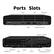 Ports:
- USB-C
- USB-A
- USB-A (Headphone/mic combo)
- DisplayPort 1.4
- HDMI
- 2x USB-A
- USB-A (Ethernet)
- USB Type-A
- USB Type-A
- DC Power Jack
- RJ45 Gigabit Ethernet Port
Slots:
- Power Button
