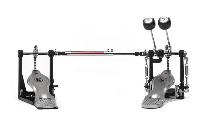 Front. Gibraltar Hardware - 5000 Series Chain Drive Double Bass Drum Pedal, with Single Chain Mechanism, G Style Footboards.