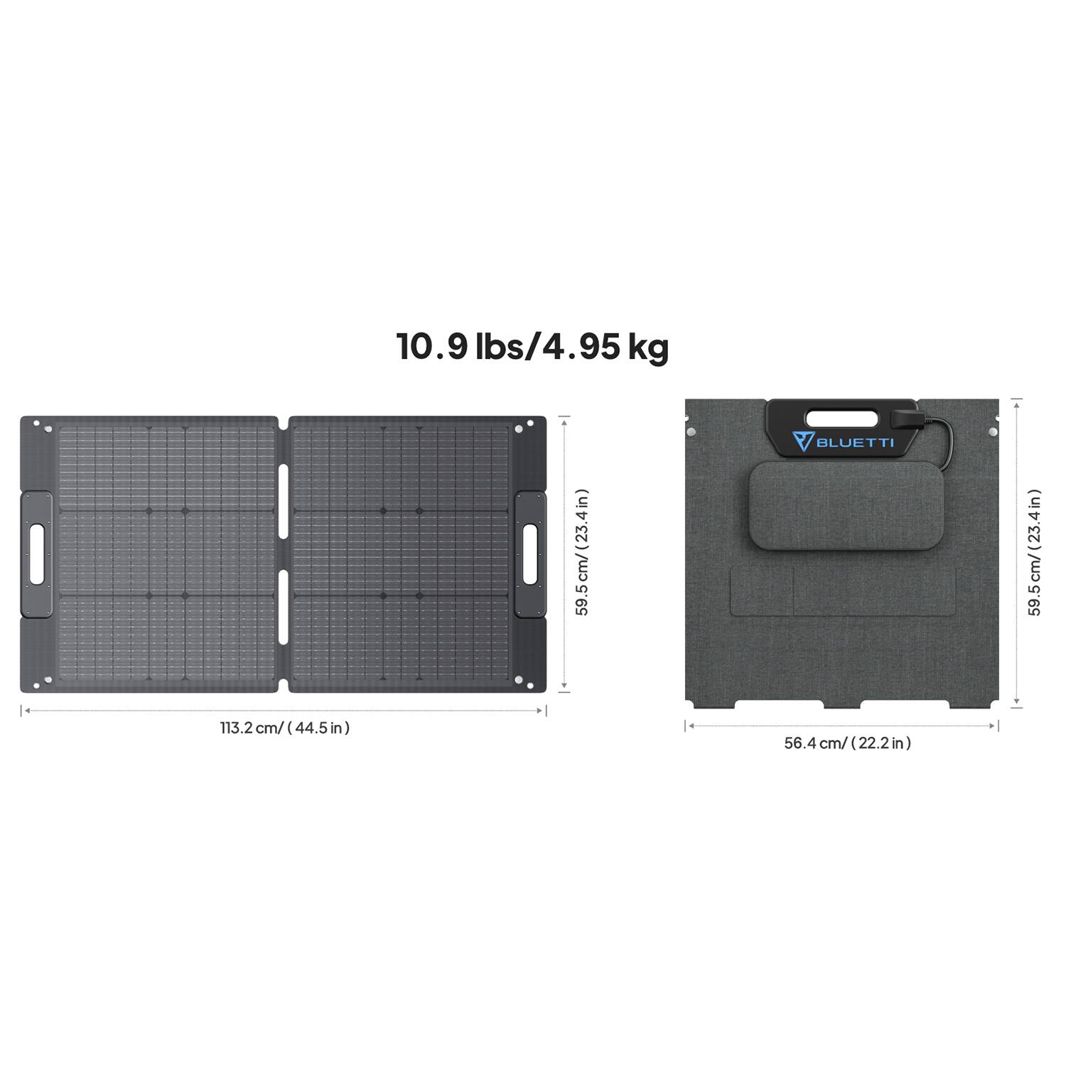 10.9 lbs/4.95 kg
59.5cm/(23.4in)
113.2 cm/ (44.5in)
56.4 cm/ (22.2in)