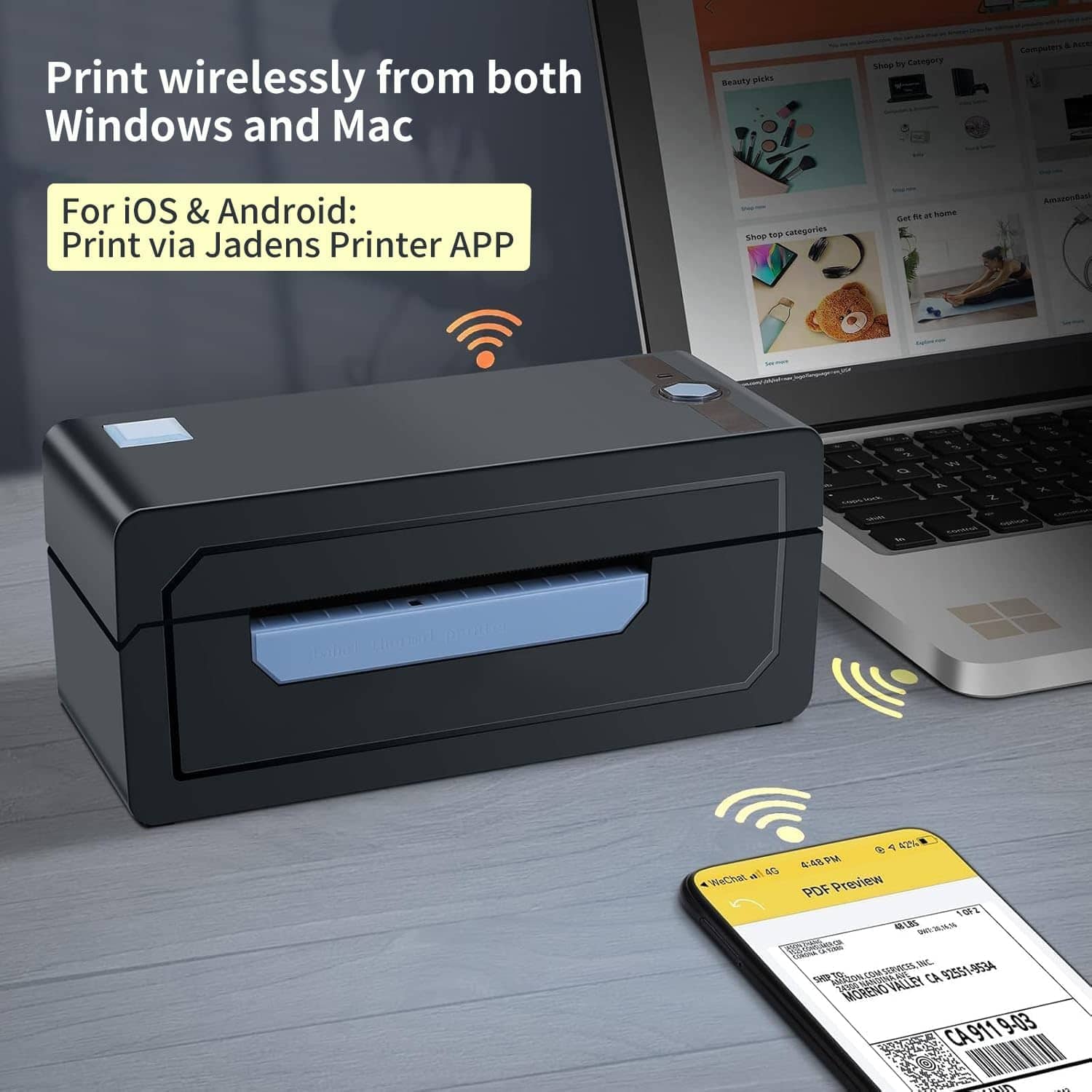JADENS 268BT High Speed Thermal Label Printer – Bluetooth & USB
