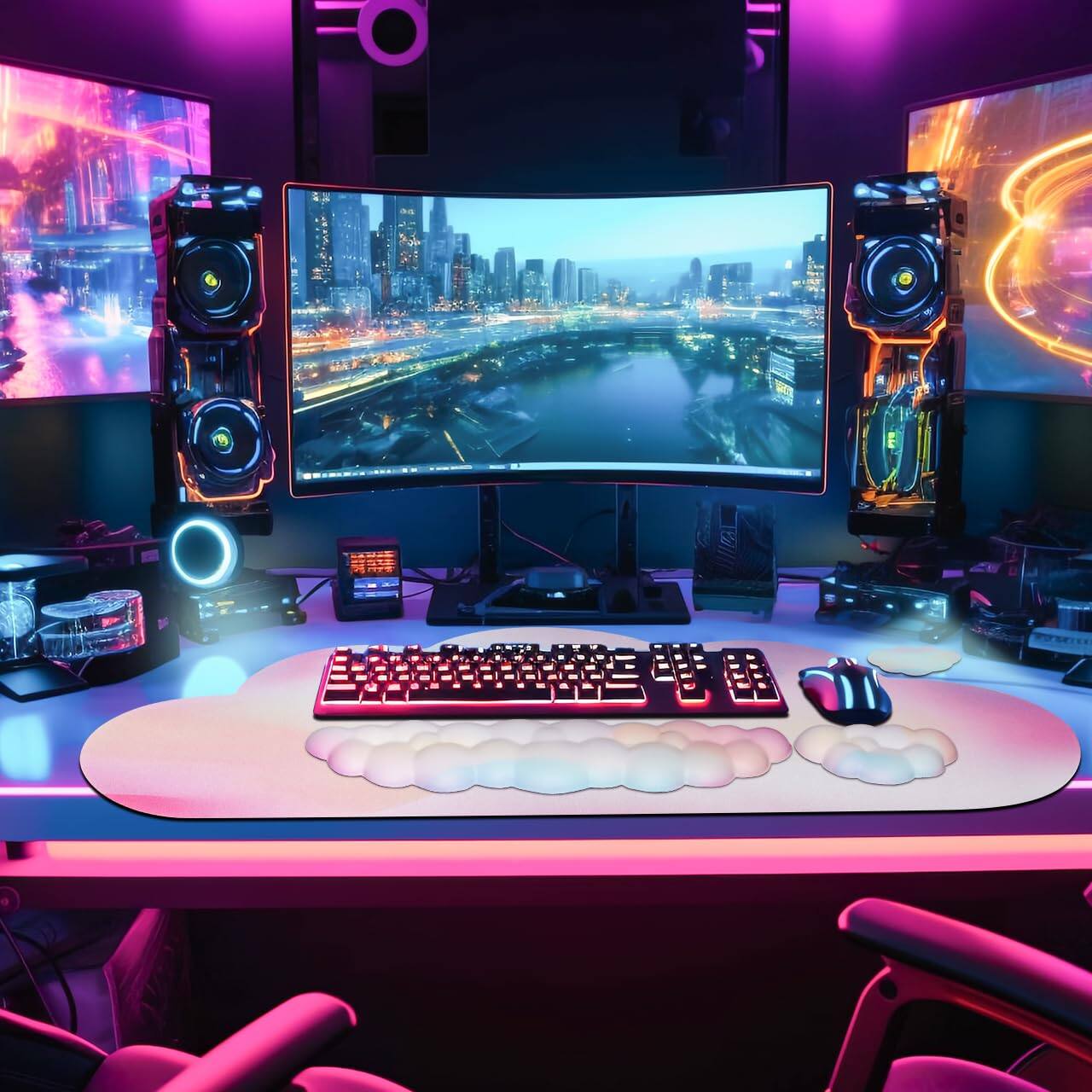 Back. Earthley Blooms - Large Cloud Mouse Pad Waterproof With Wrist And Set Computer Desk Support Mousepad For 35.. Rainbow - 01Rainbow.