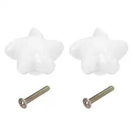 Unique Bargains - 2pcs Starfish Ceramic Cabinet Knobs, Decorative Drawer Pulls w/ Screws for Cupboards - White