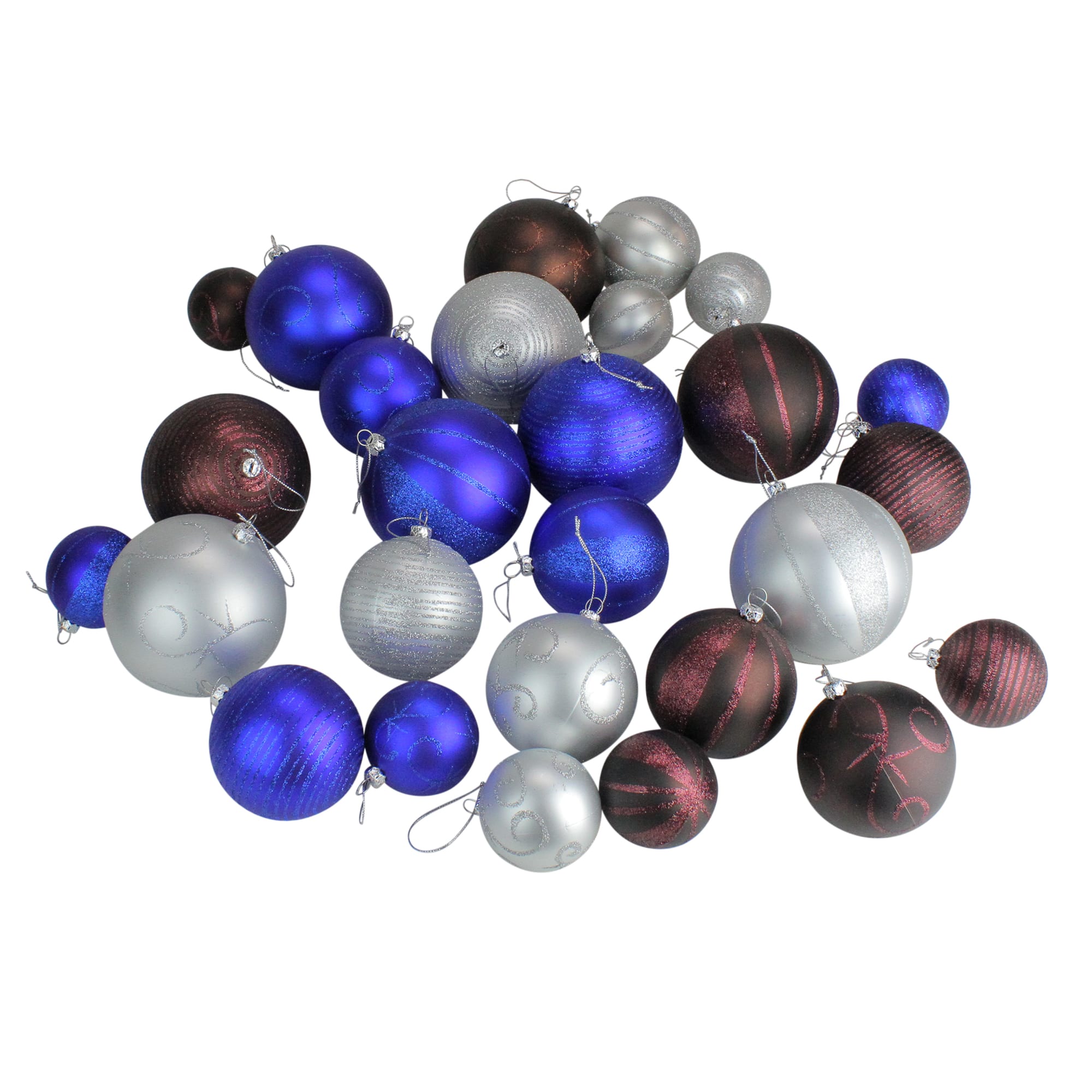CMI - 27ct and Brown Shatterproof Matte Christmas Ball Ornaments 4" (100mm) - Blue