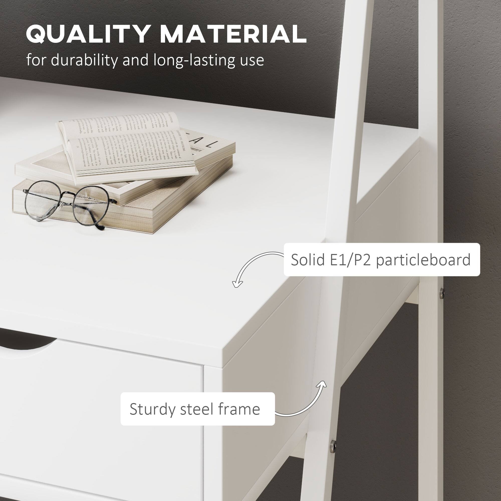 QUALITY MATERIAL for durability and long-lasting use
Solid E1/P2 particleboard
Sturdy steel frame