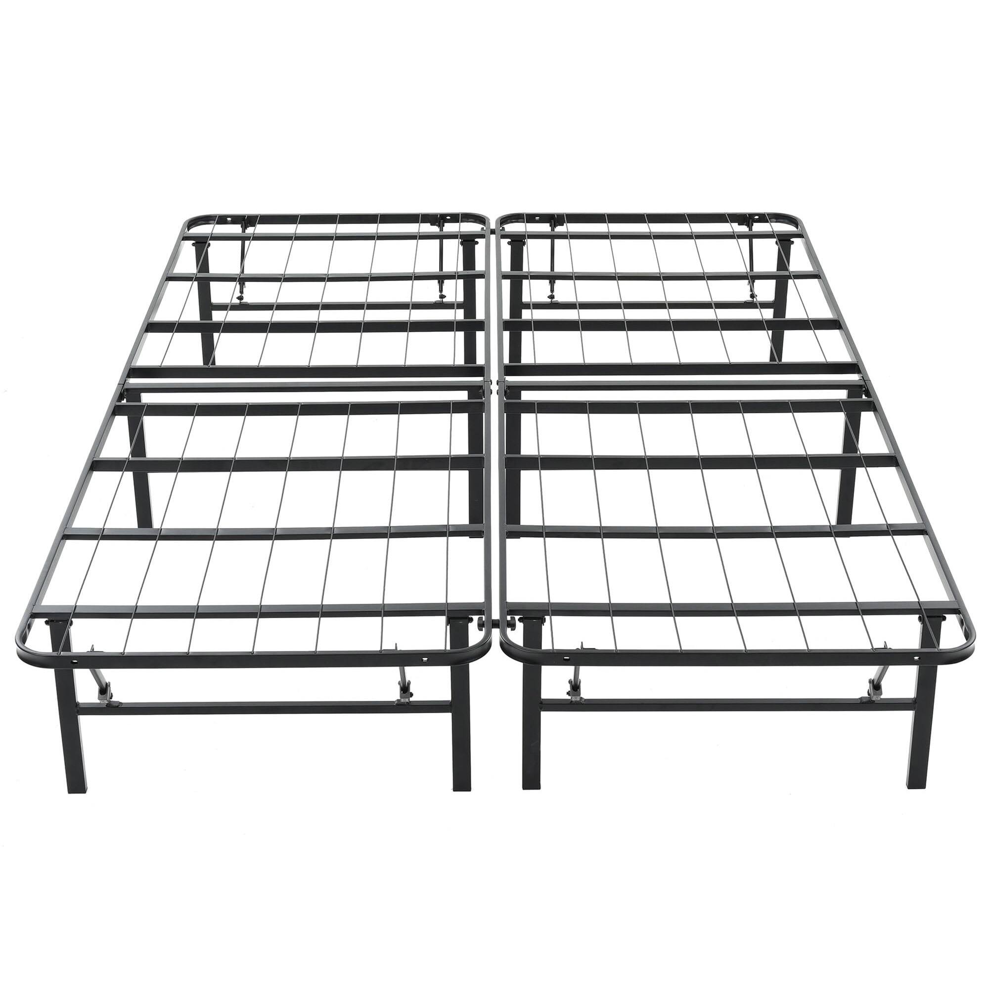 Hercules - Folding Metal Bed Frame, 14 Inch Platform Mattress Foundation, Full - Black