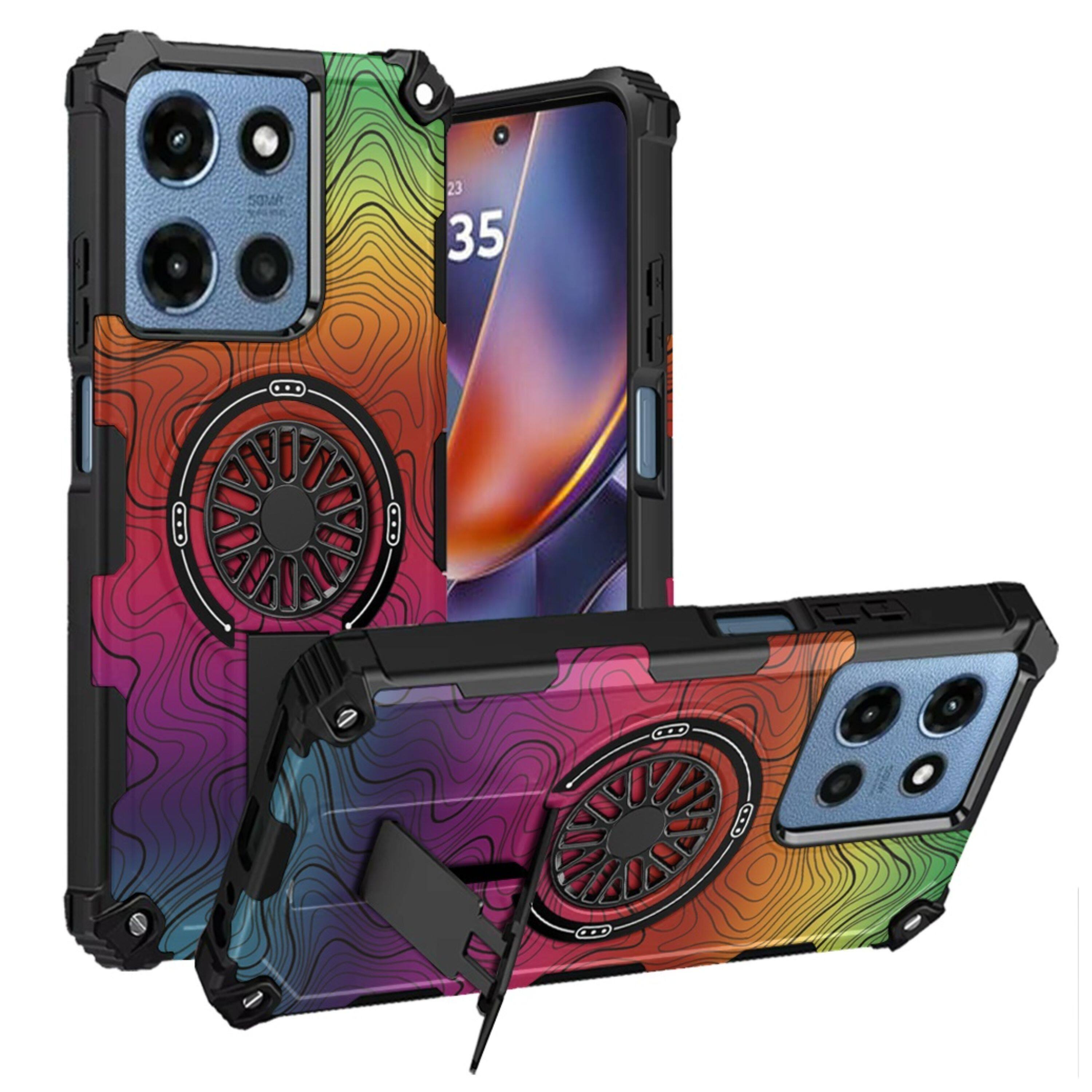 Front. Kitcheniva - Rugged Grip Stand Case With Tempered Glass For Moto G 2025/2026/G Play 2026 E - Multicolor.