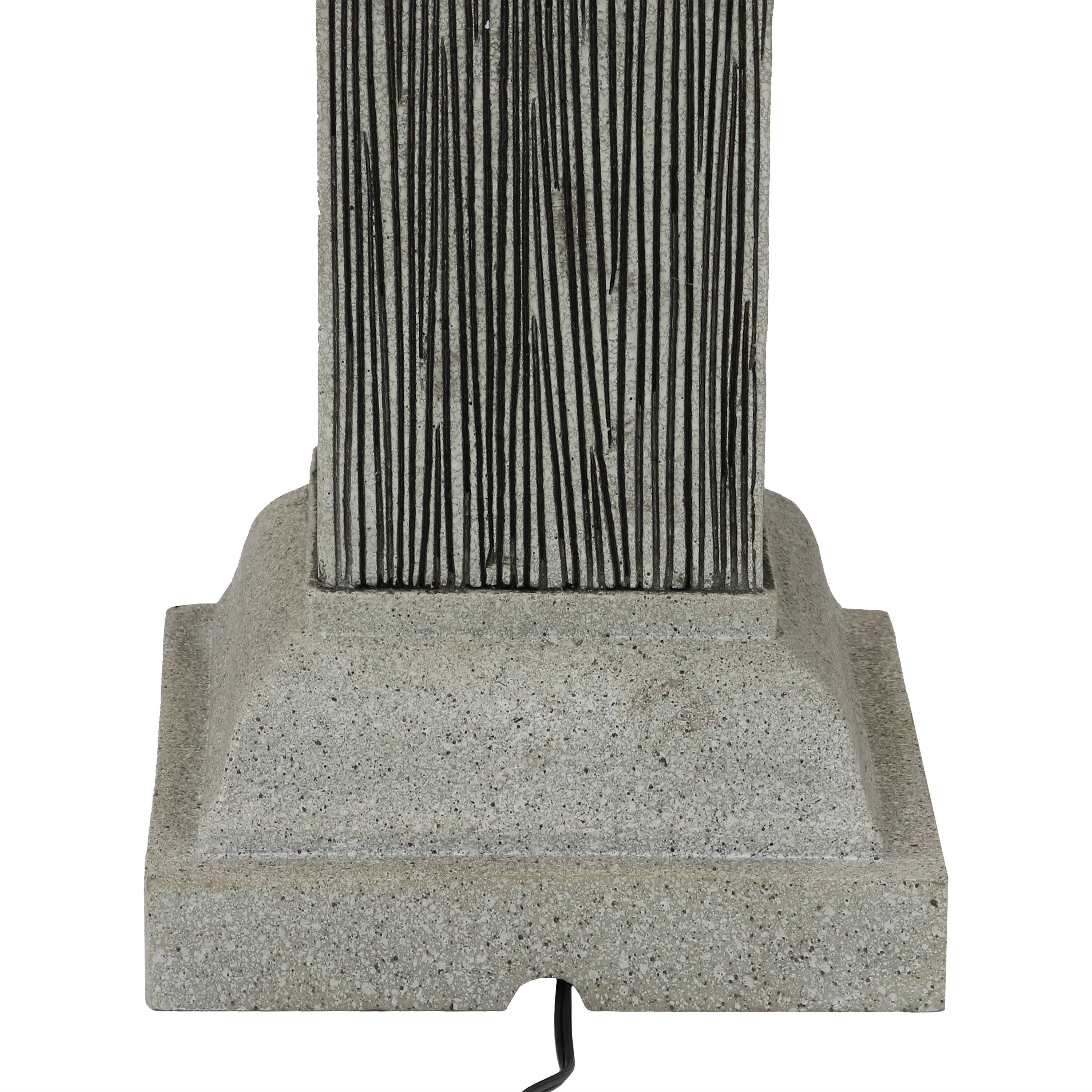 Alt View 7. Sunnydaze - Square Resin Outdoor 2-Tier Bird Bath Water Fountain with Lights - Grey.