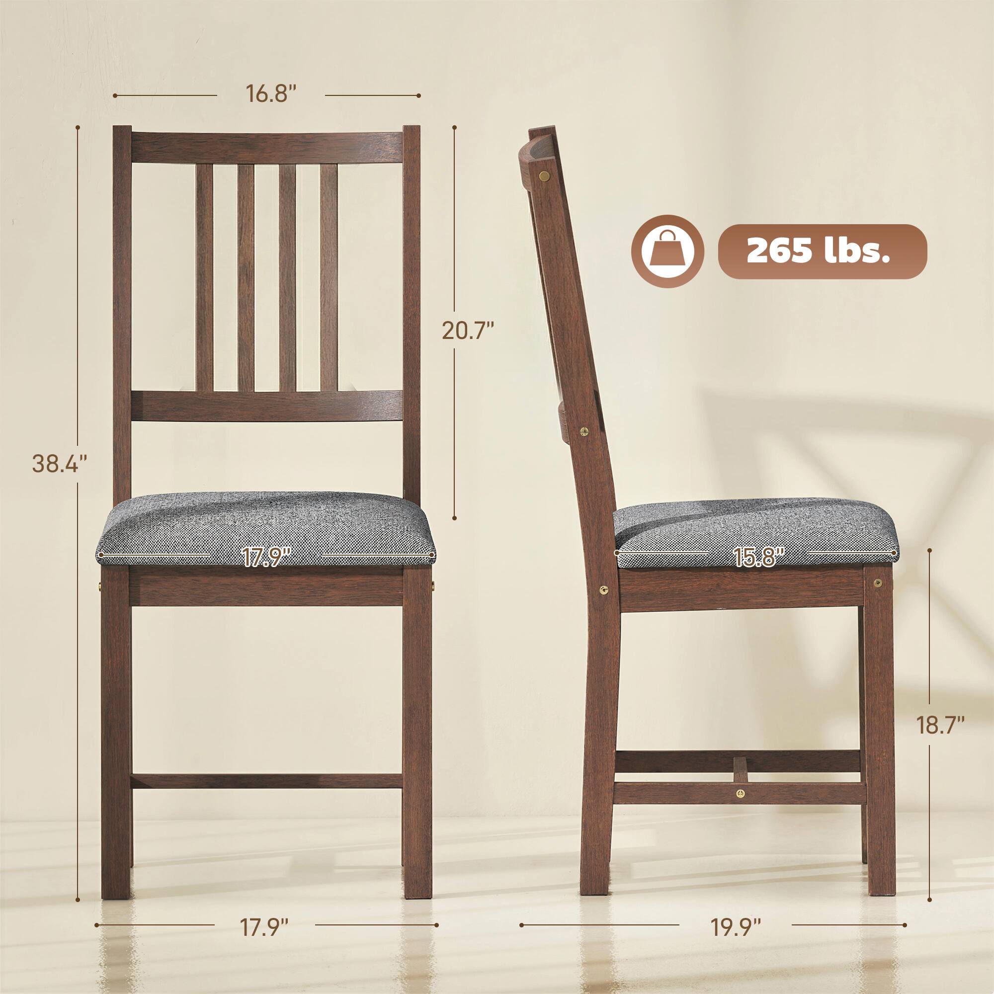 16.8"  
20.7"  
38.4"  
17.9"  
15.8"  
18.7"  
17.9"  
19.9"  

265 lbs.