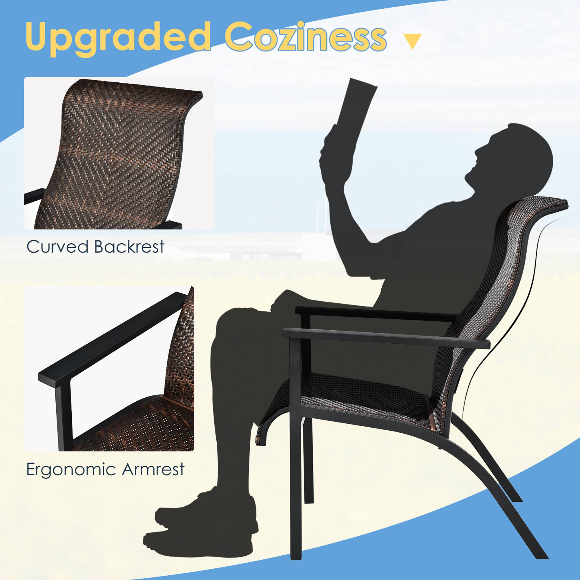 Upgraded Coziness

Curved Backrest

Ergonomic Armrest
