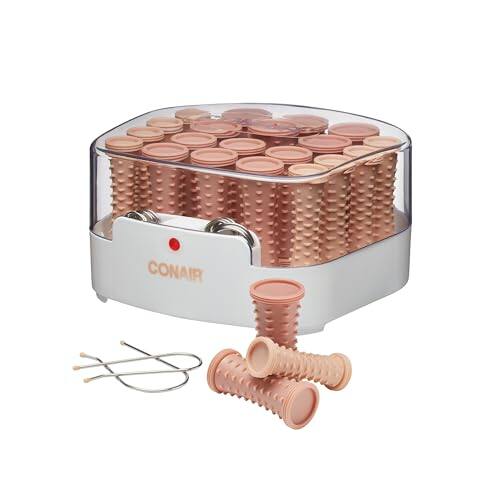 Front. DORLUKFU - Conair Double Ceramic Hot Rollers for Long, Medium, and All Hair - Hair Curler - Hair Roller Clips Included - 1/2 inch,.