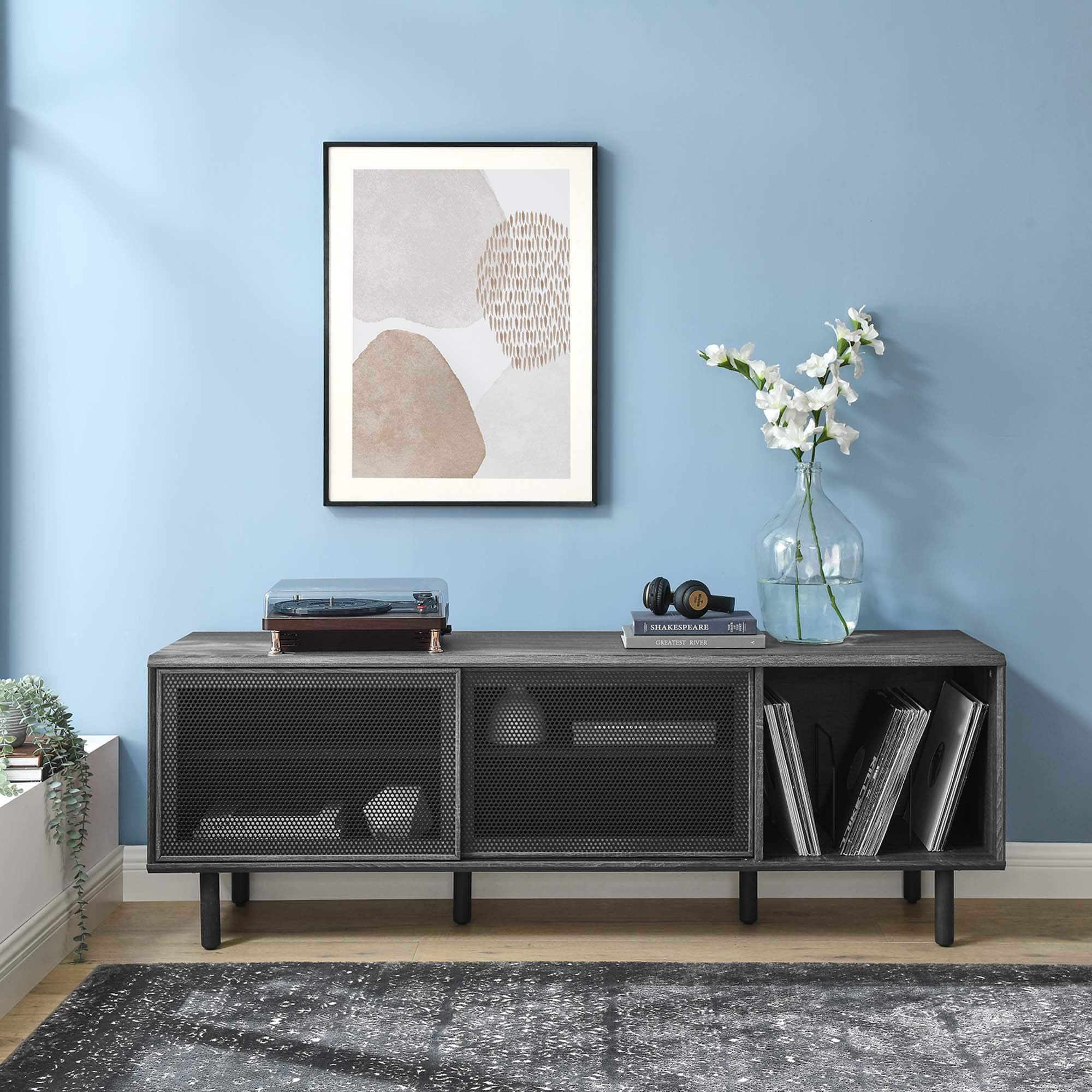 Kurtis 67" TV and Vinyl Record Stand by Modway - Charcoal
