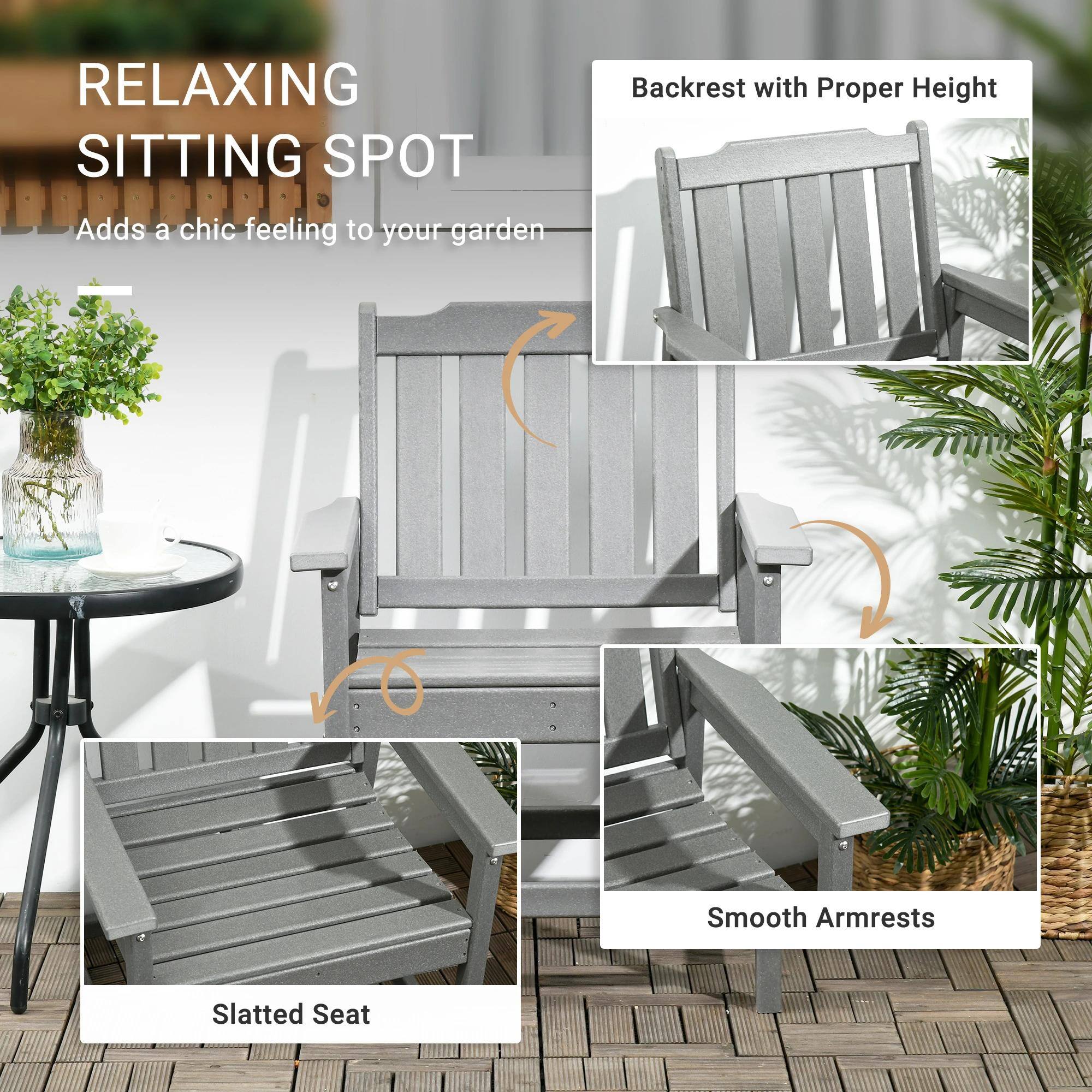 RELAXING SITTING SPOT  
Adds a chic feeling to your garden  

- Backrest with Proper Height  
- Smooth Armrests  
- Slatted Seat