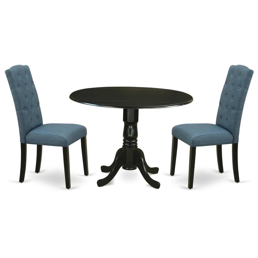 Back. East West Furniture - Dining Room Set Black - Brown.