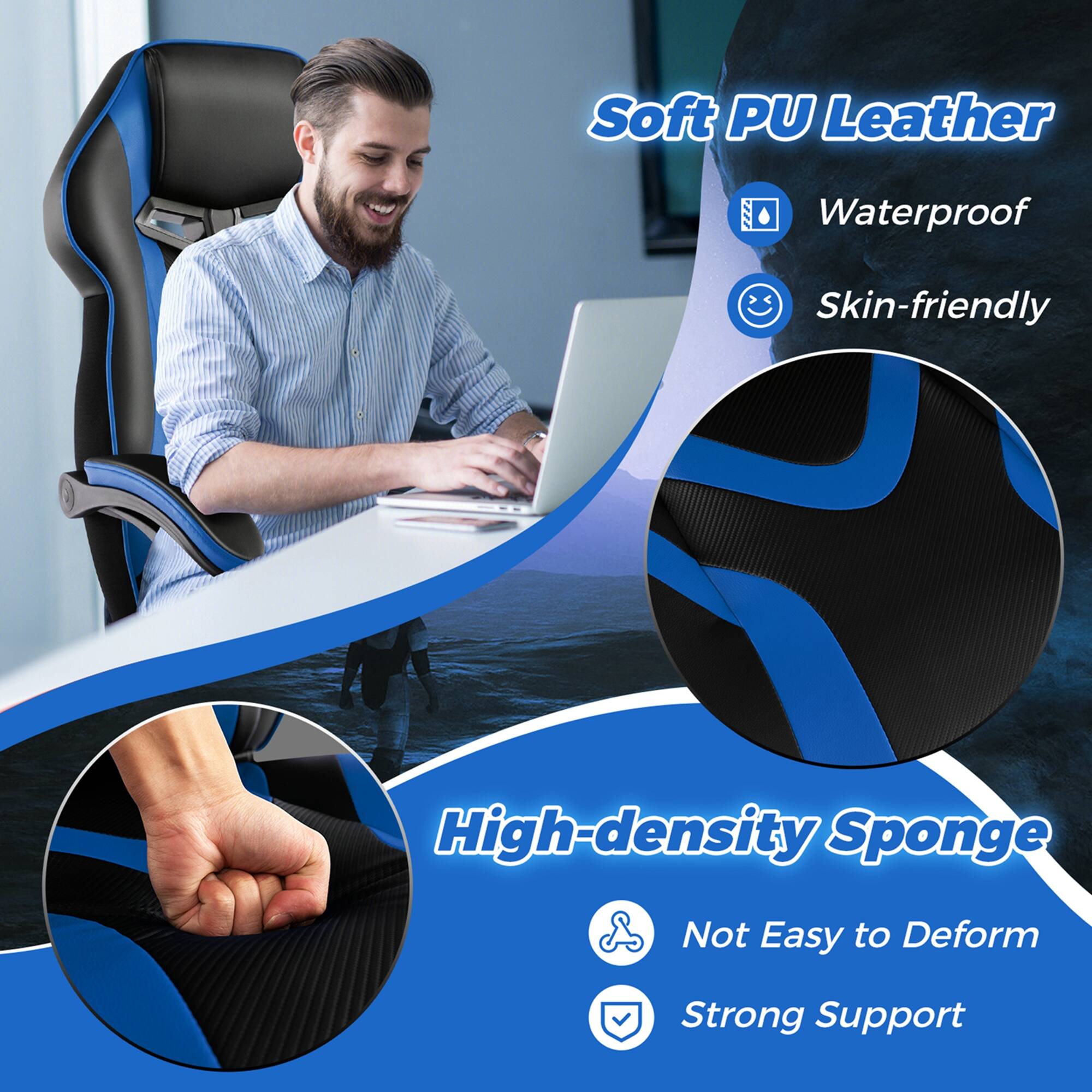 Soft PU Leather Waterproof Skin-friendly High-density Sponge Not Easy to Deform Strong Support