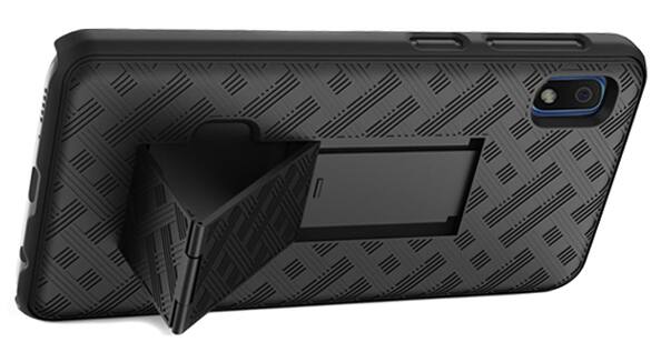 Alt View 9. Nakedcellphone - Case with Stand and Belt Clip Holster for Samsung Galaxy A10e - Black.