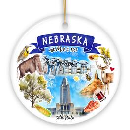 OrnamentallyYou - Artistic Nebraska State Themes and Landmarks Christmas Ornament Version 2 - Multi-colored