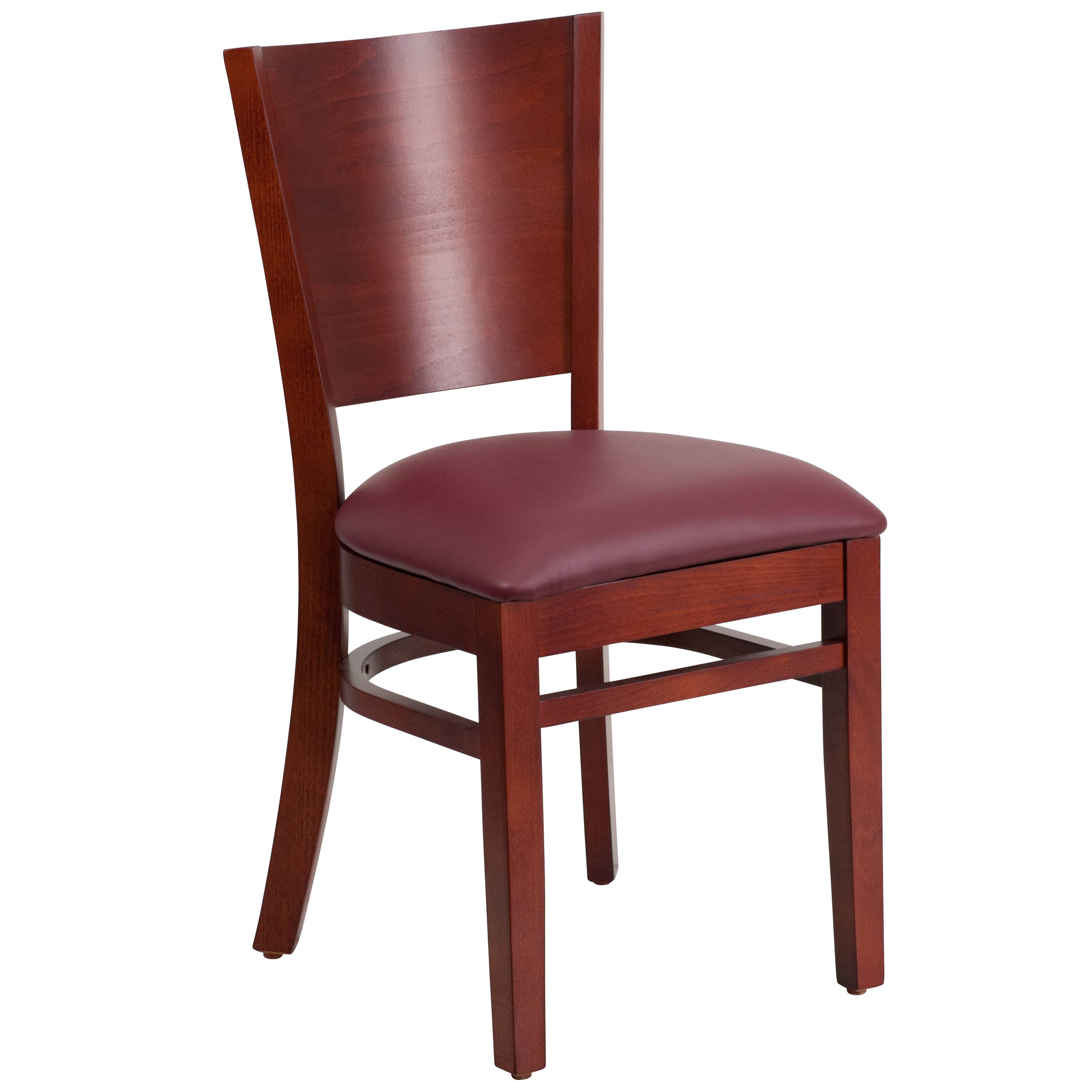 Burgundy Vinyl Seat/Mahogany Wood Frame