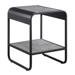 Manhattan Lane - Ish 21 Inch Modern End Table with Open Shelves, Wood - Gray/Black
