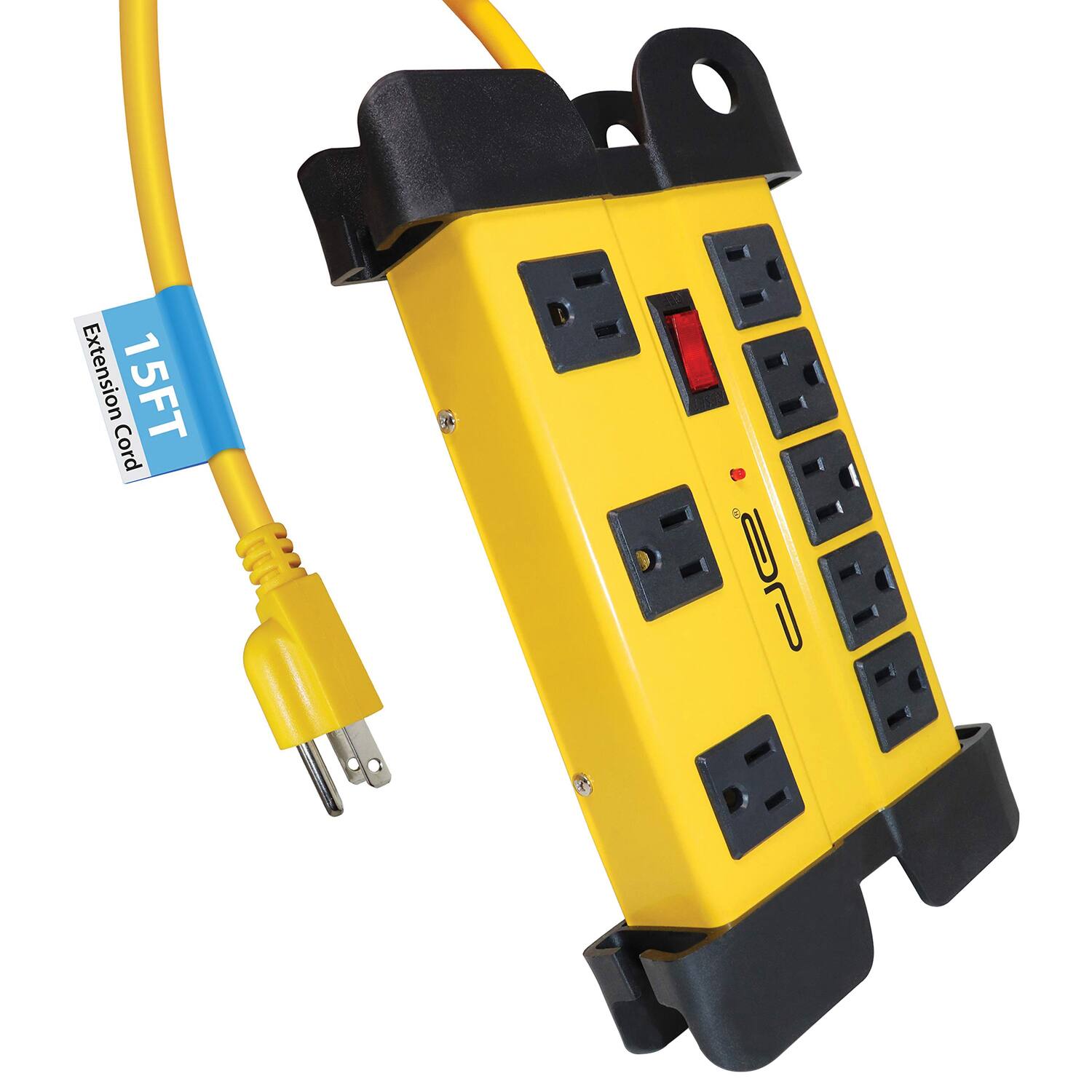 Digital Energy - Dss5-1014-ylw 8-outlet Heavy-duty Metal Surge Protector Power Strip With Cord Management (15-foot Cord) - Yellow