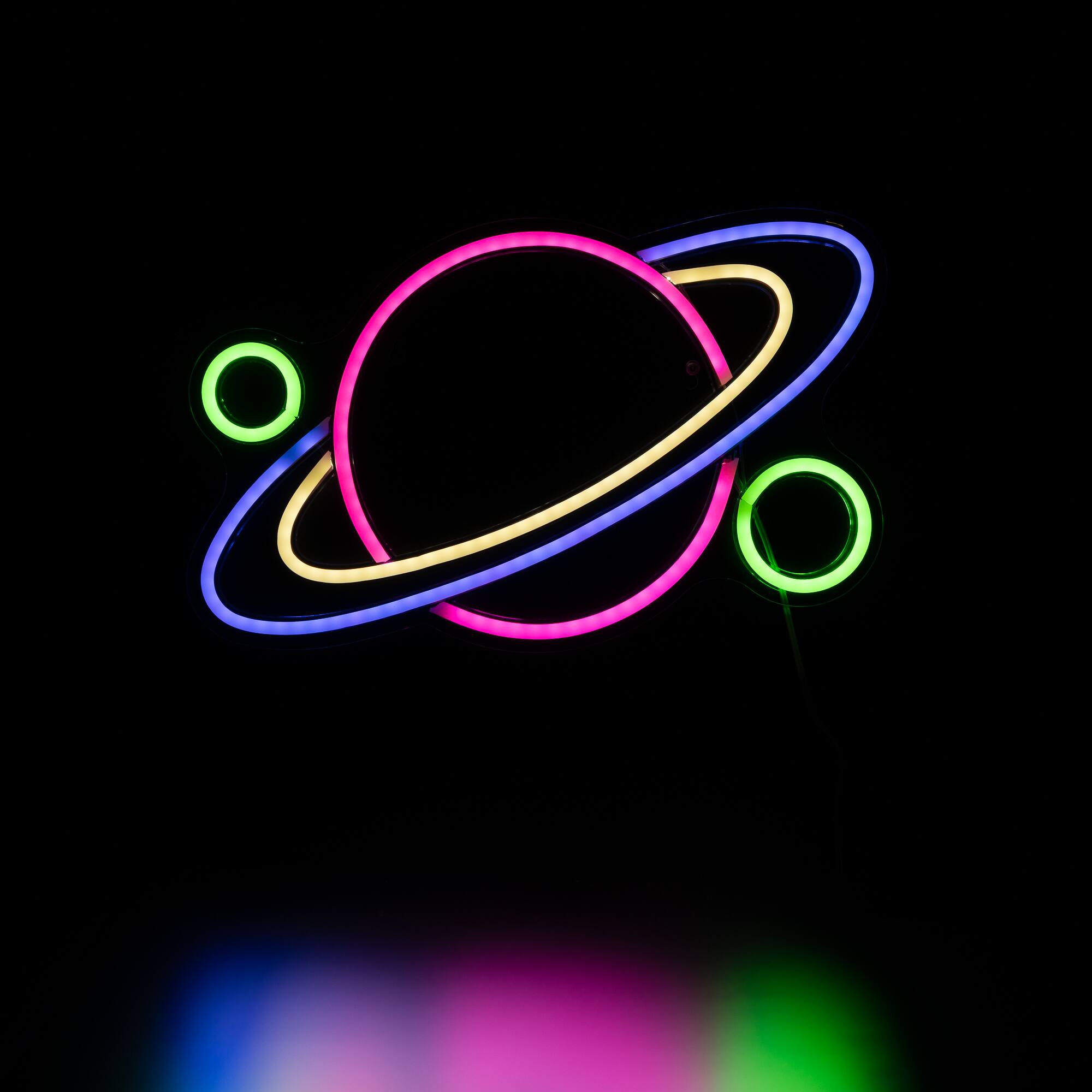 Northlight - LED Ringed Planet Neon Lighted Wall Art - 16" - Pink