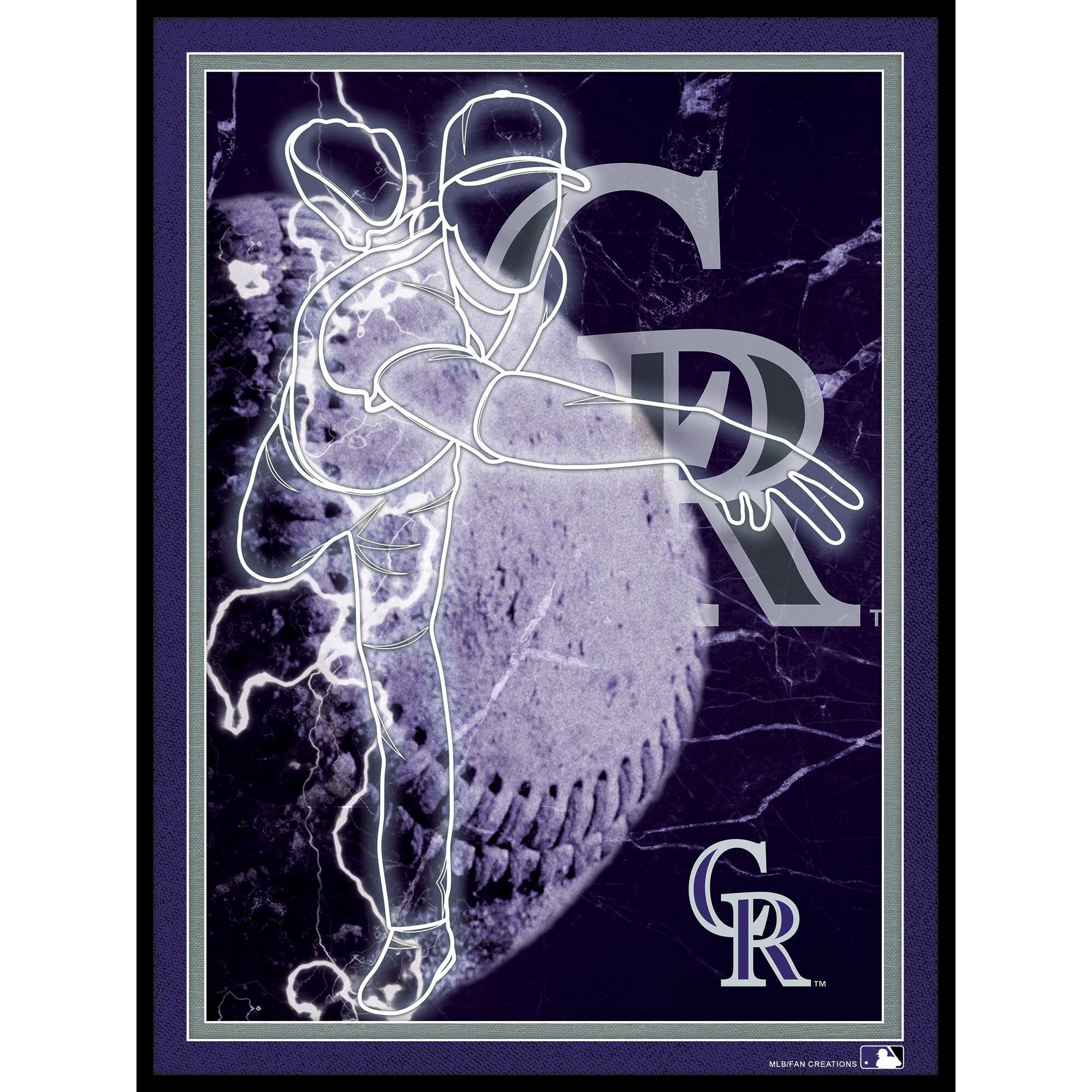 Black Colorado Rockies 12'' x 16'' Framed Neon Player Print