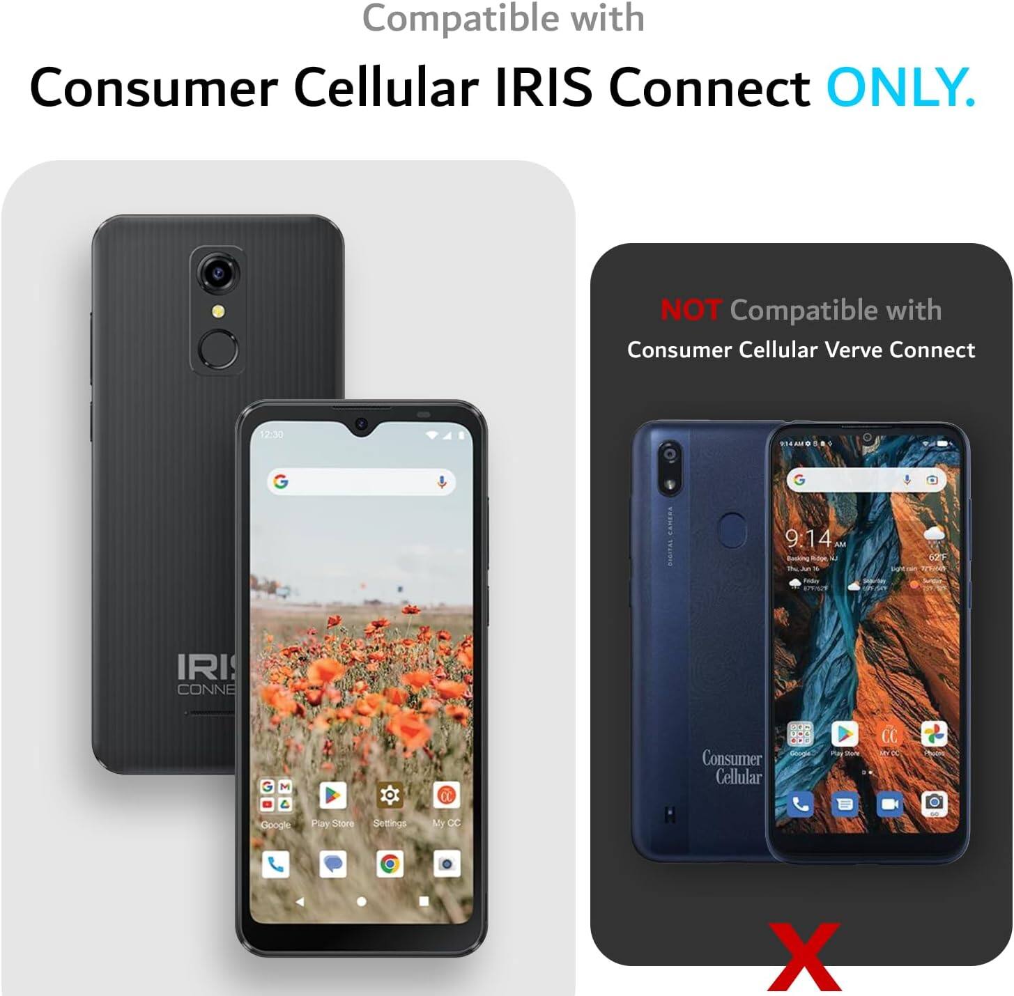 Compatible with Consumer Cellular IRIS Connect ONLY. NOT Compatible with Consumer Cellular Verve Connect