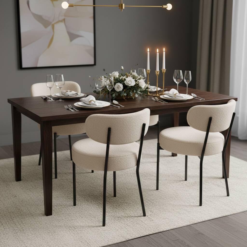 Alt View 4. AOITUN - Dining Chairs Set of 2, Kitchen Chairs with Curved Backrest & Metal Legs, Mid Century Modern Round Dining Room Chairs - White.