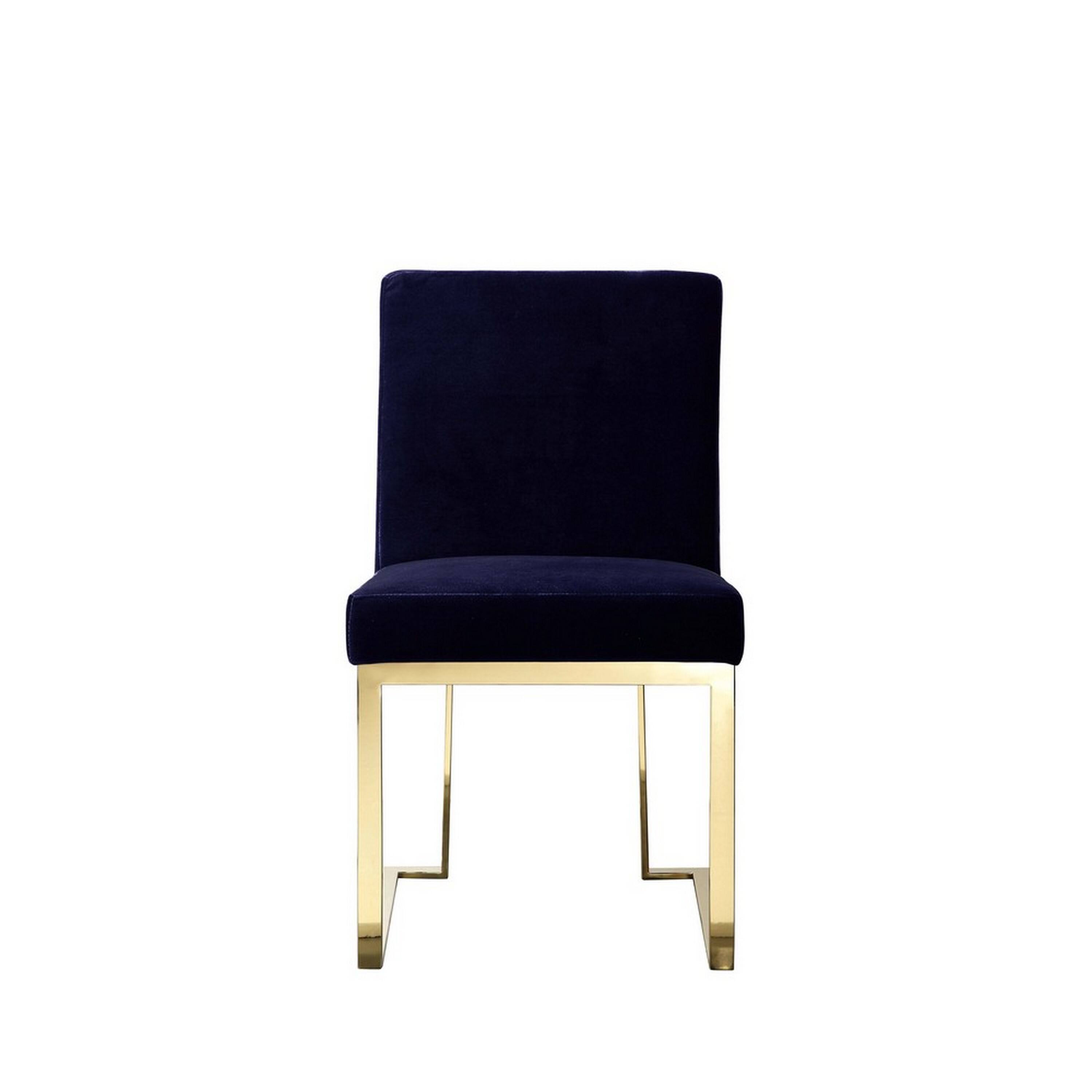 Angle. Manhattan Lane - Boly 24 Inch Side Dining Chair Set of 2,   Velvet,  Cantilever - Navy Blue, Gold.
