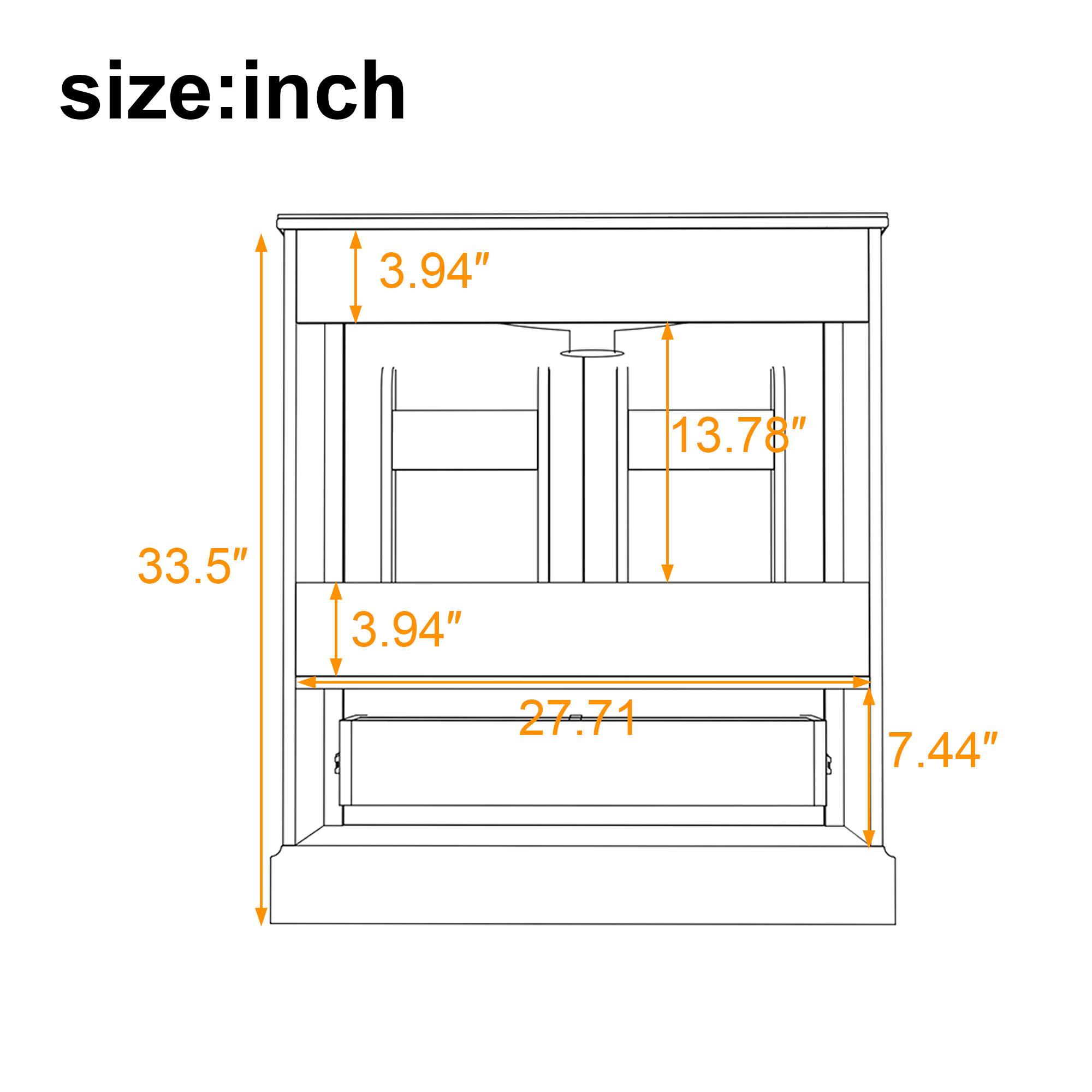 size: inch  
3.94"  
13.78"  
33.5"  
3.94"  
27.71"  
7.44"
