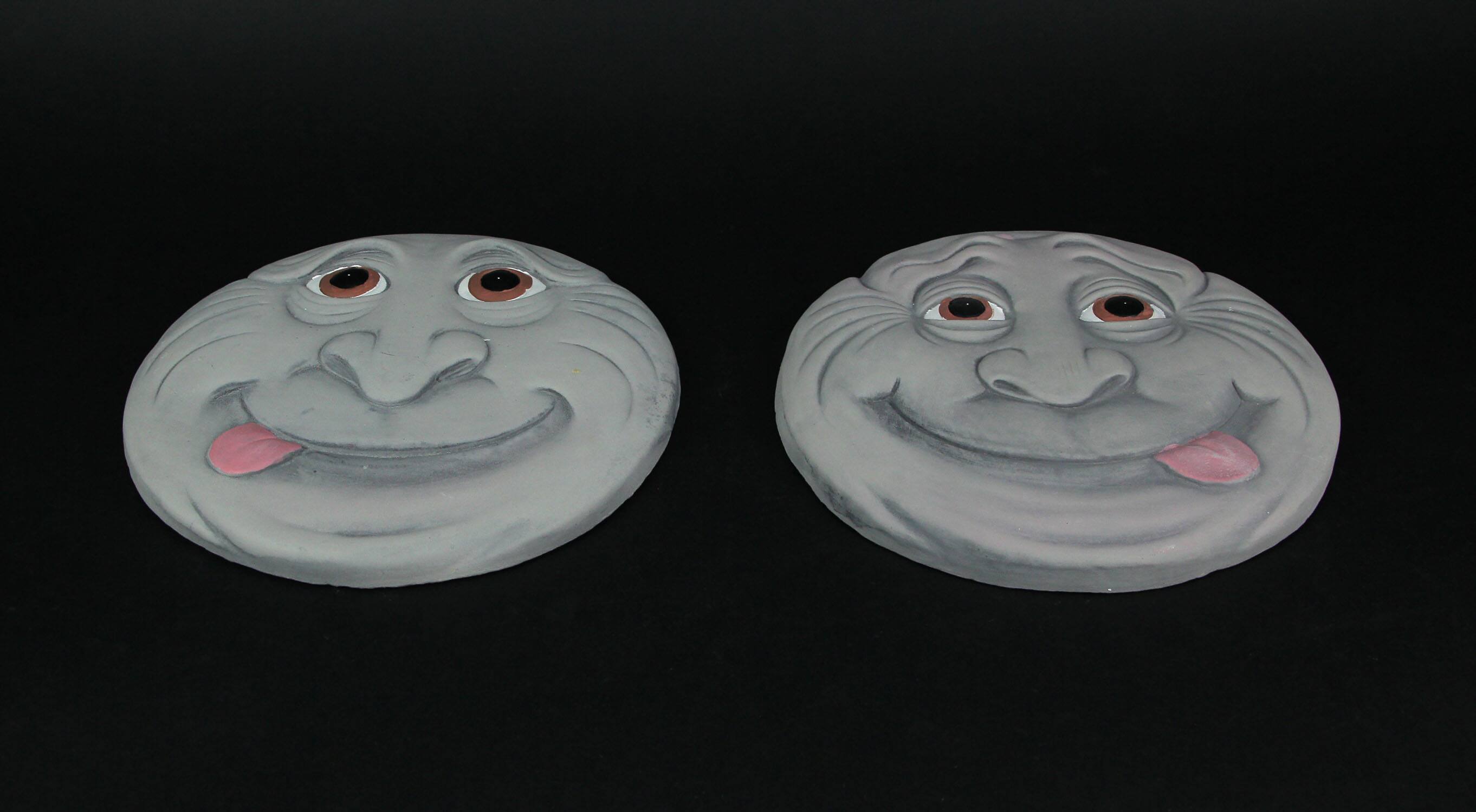 Alt View 2. Things2Die4 - Set of 2 Silly Garden Gnome Cement Stepping Stones 10.25 Inch Diameter - Multicolored.