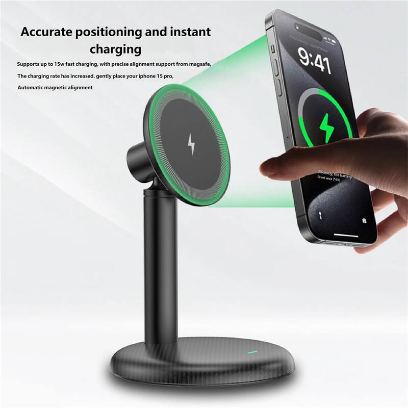 Accurate positioning and instant charging

Supports up to 15W fast charging, with precise alignment support from MagSafe. The charging rate has increased. Gently place your iPhone 15 Pro. Automatic magnetic alignment

Wednesday, September 9:41

Recently, the battery level was 74%