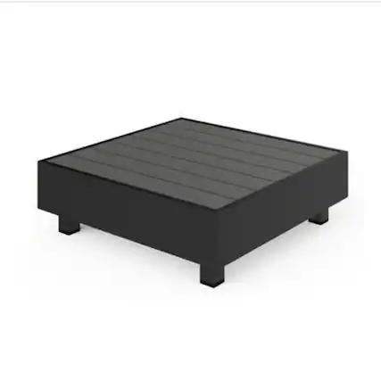Front. Mondawe - 29" Square Metal Outdoor Slatted Coffee Table - Grey.