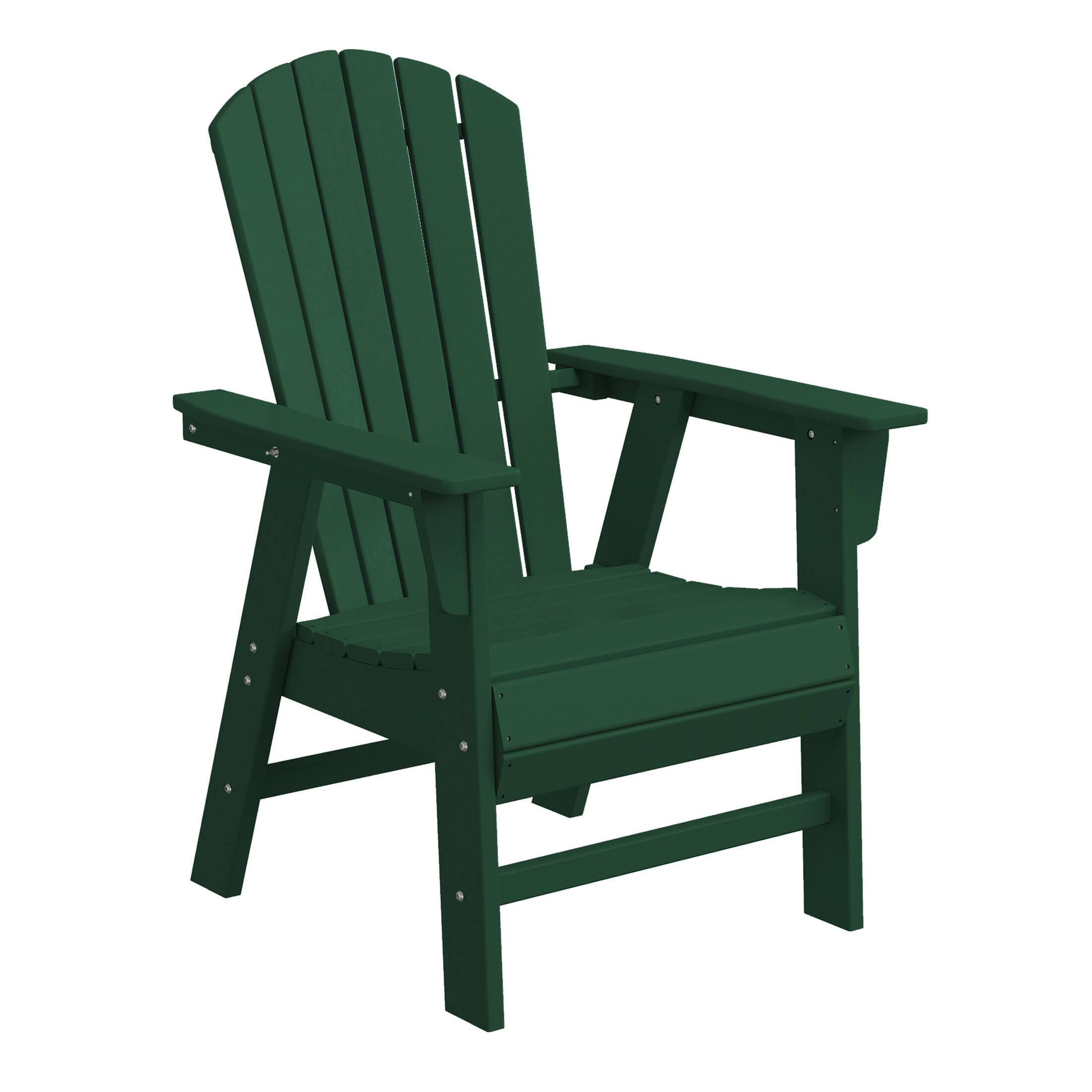 Left. WestinTrends - WestinTrends Dylan  HDPE Seashell Upright Adirondack Chair (Set of 2) - Dark Green.