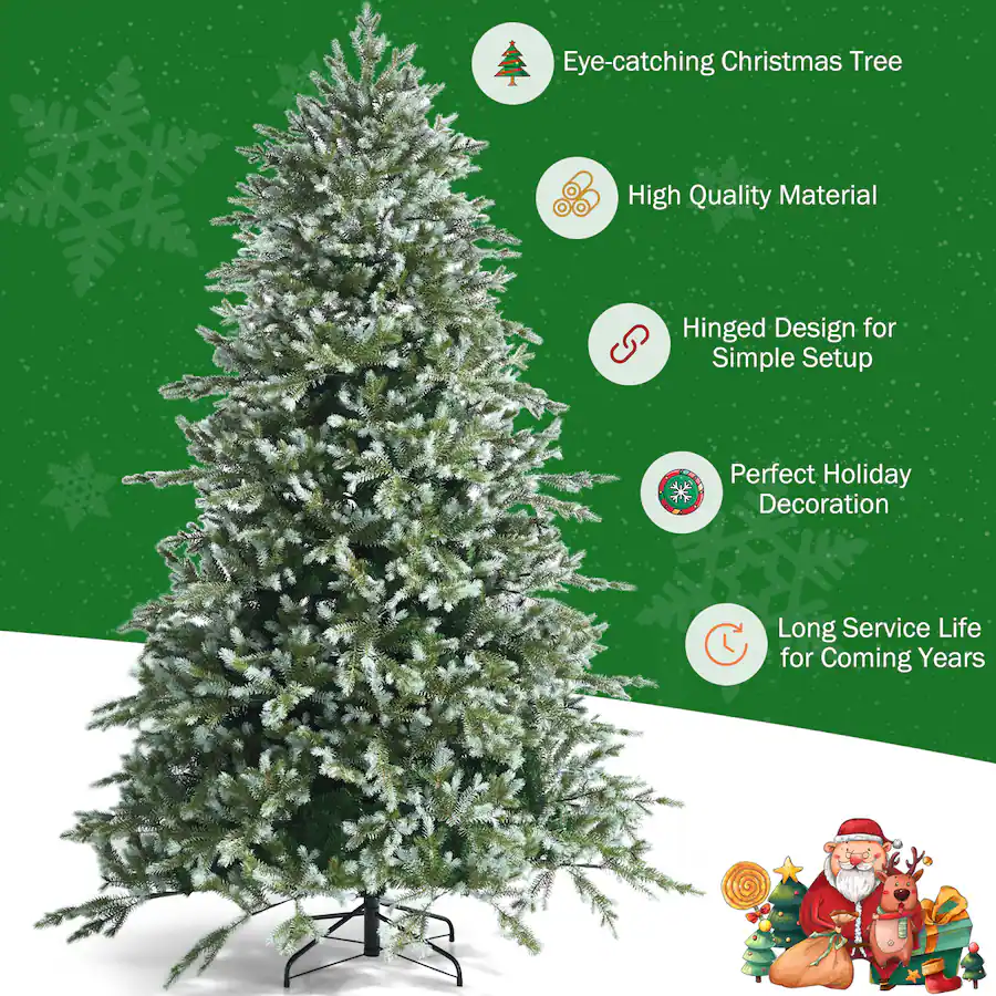 Costway 8ft Hinged Artificial Christmas Spruce Tree w/ 1658 Mixed PE ...