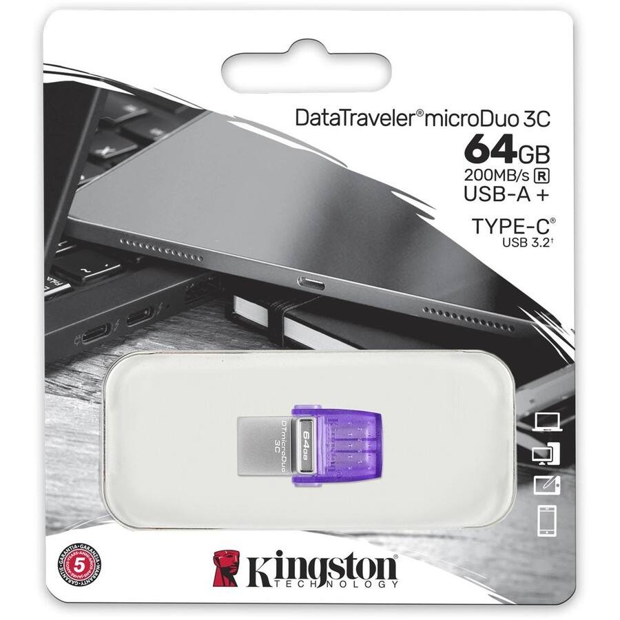 DataTraveler microDuo 3C  
64GB  
200MB/s  
USB-A + TYPE-C  
USB 3.2  

Kingston Technology