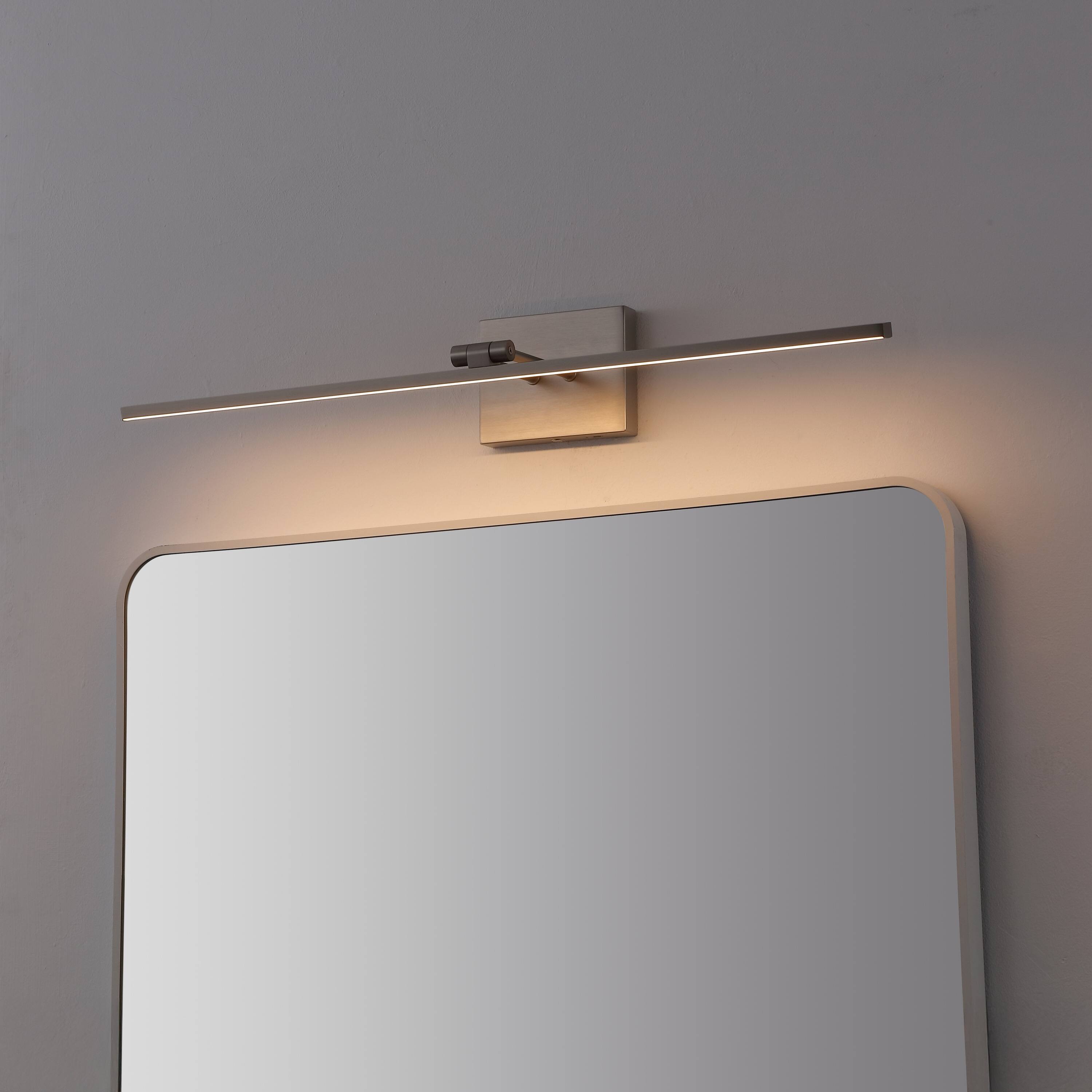 Alt View 1. Jonathan Y - Santino 28" Modern Minimalist Swivel Integrated Dimmable LED Rechargeable Picture Light with Touch Sensor, Nickel - Nickel.