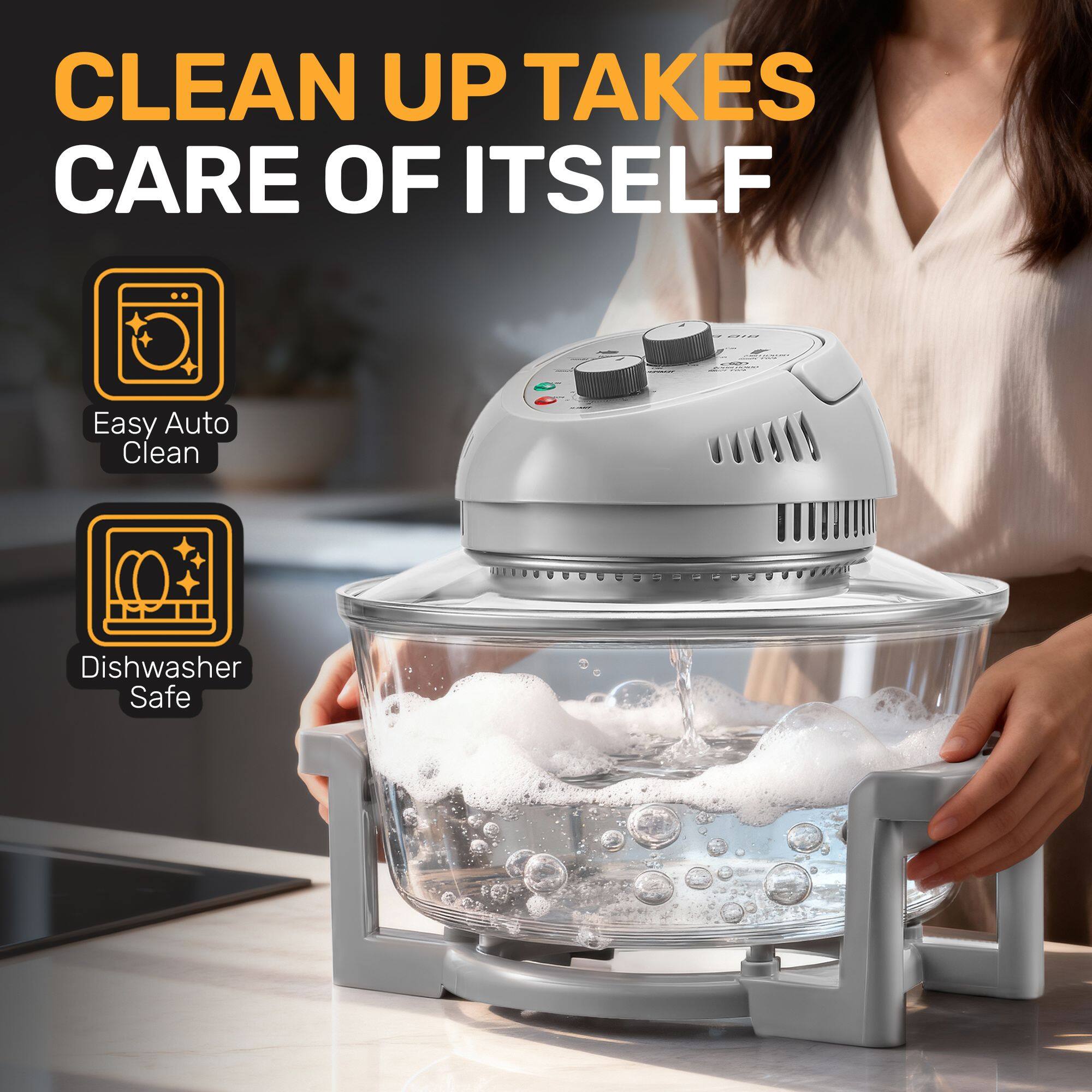 CLEAN UP TAKES CARE OF ITSELF

Easy Auto Clean  
Dishwasher Safe