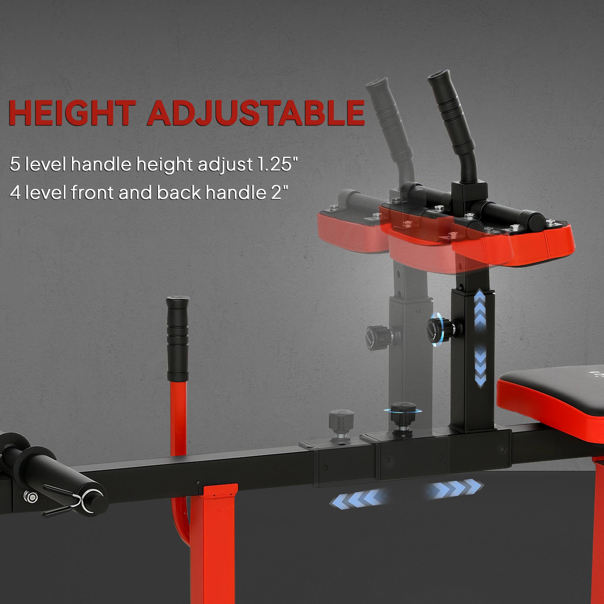HEIGHT ADJUSTABLE

5 level handle height adjust 1.25"

4 level front and back handle 2"