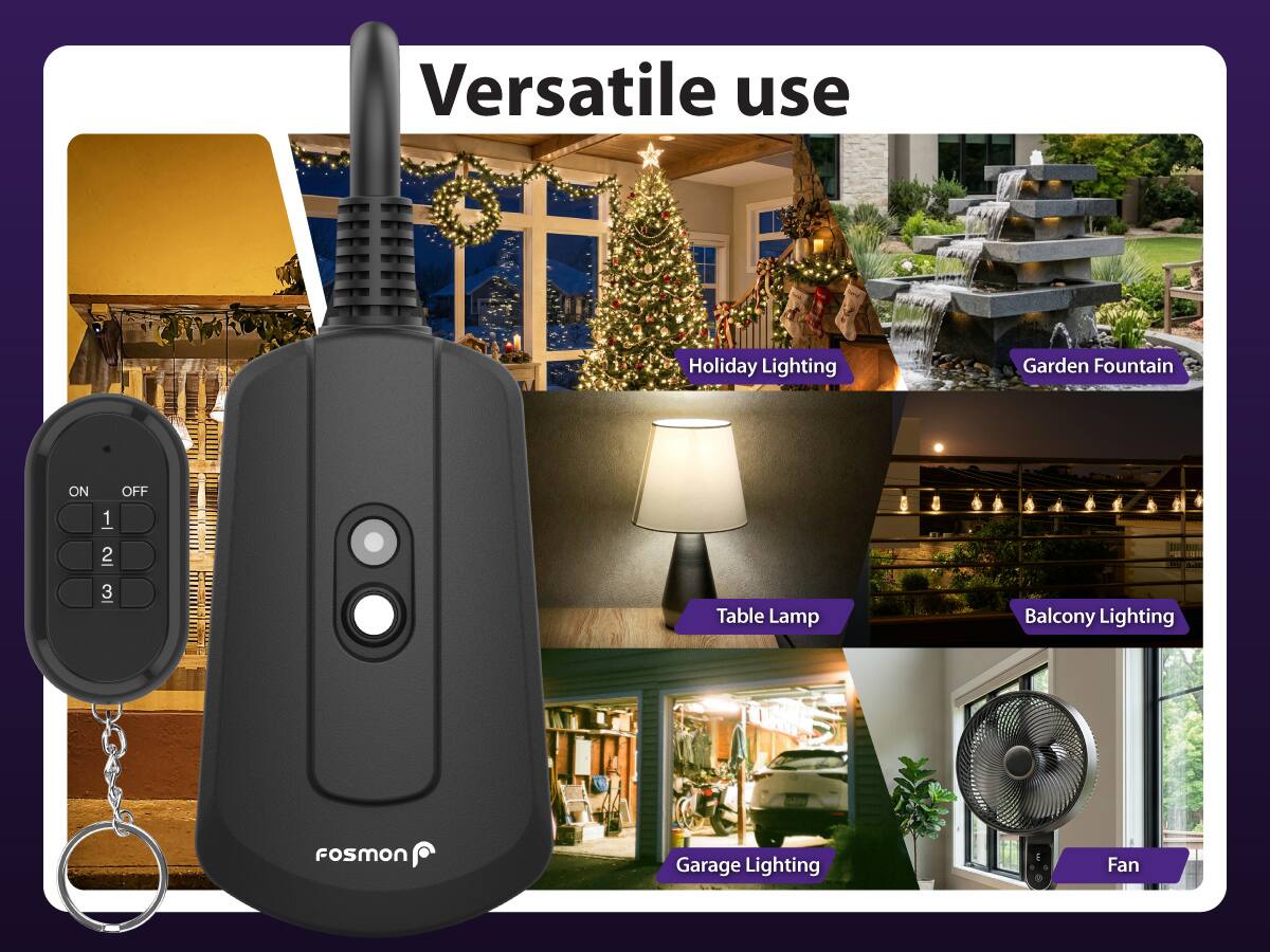 Versatile use

- Holiday Lighting
- Garden Fountain
- Table Lamp
- Balcony Lighting
- Garage Lighting
- Fan