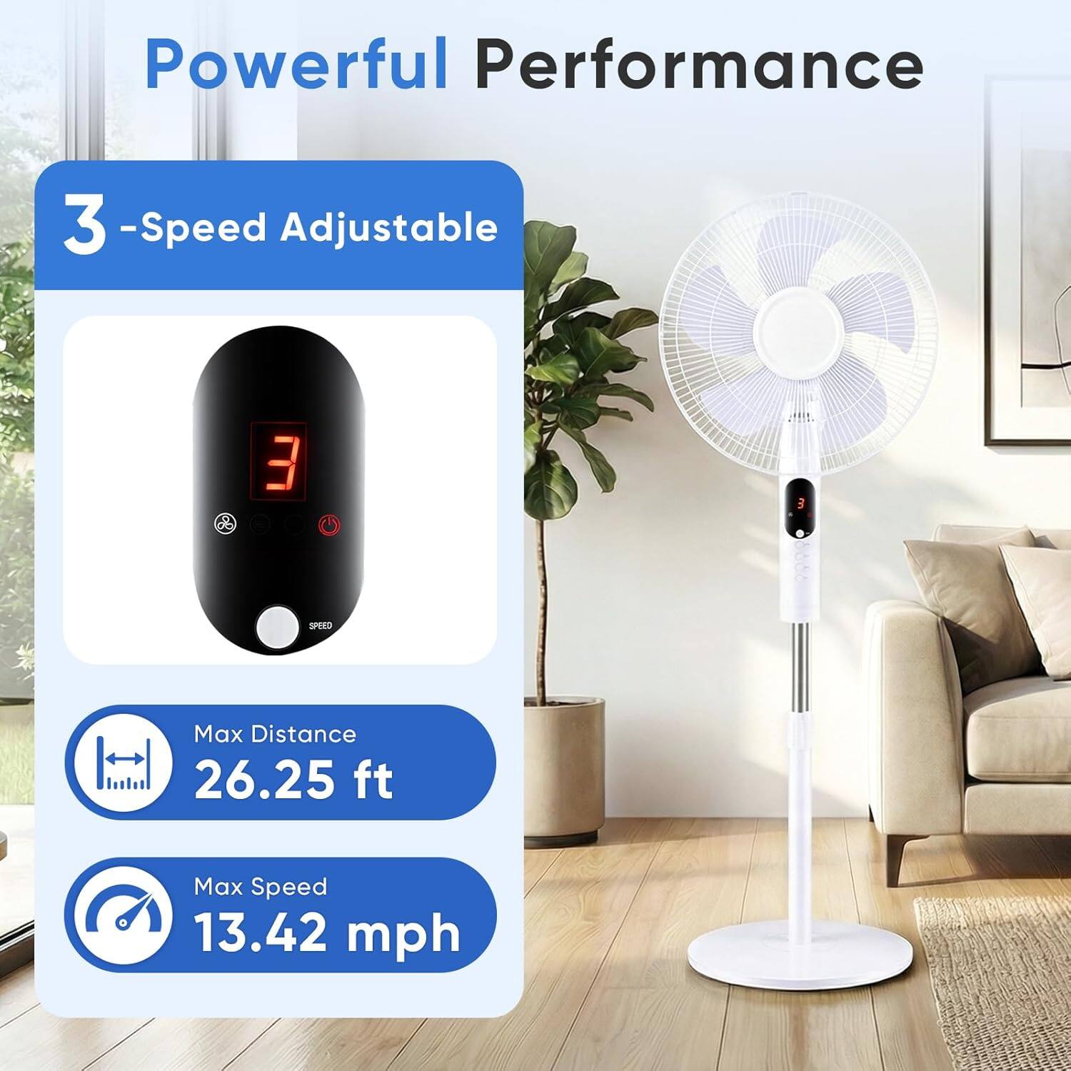 Powerful Performance  
3-Speed Adjustable  
Max Distance 26.25 ft  
Max Speed 13.42 mph