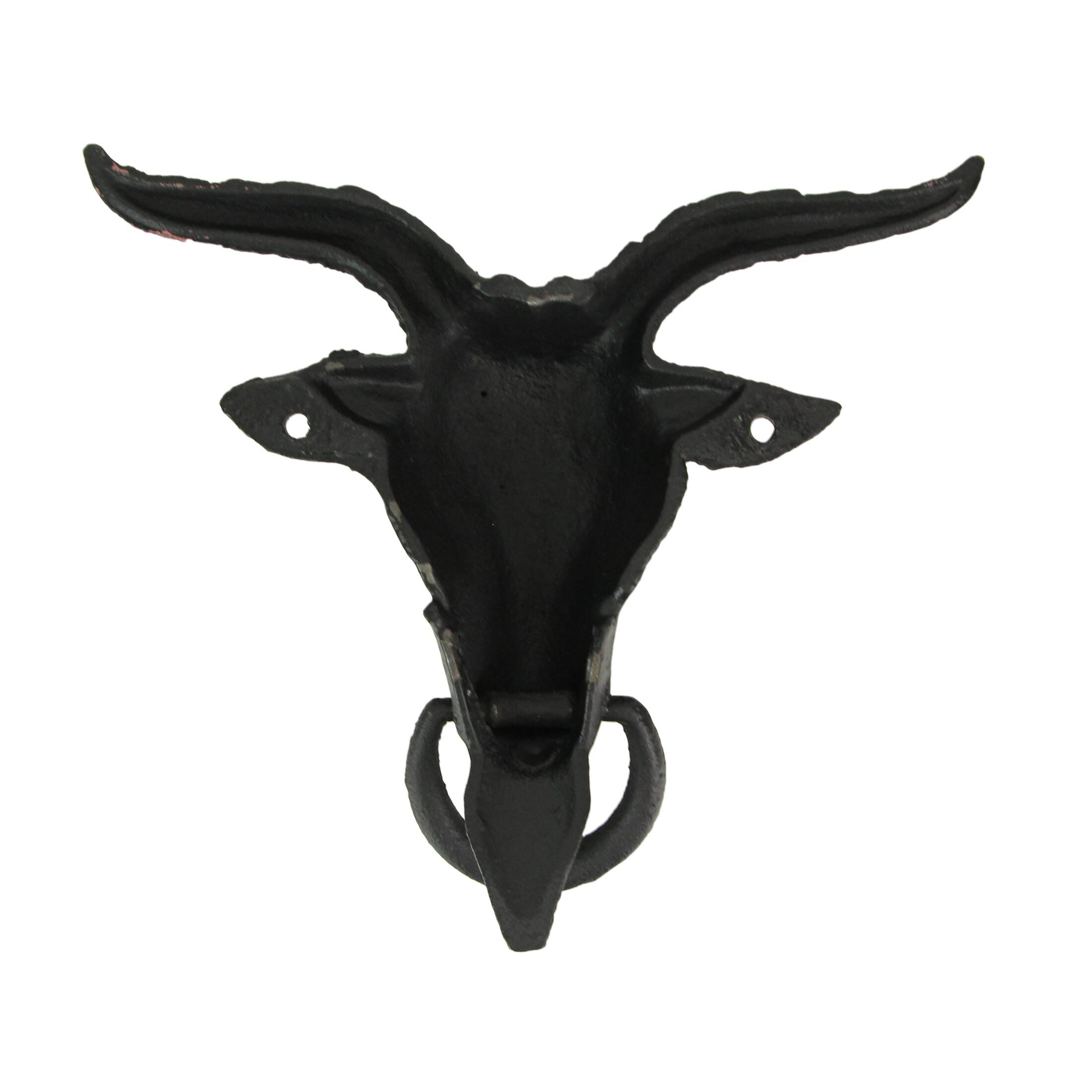 Alt View 2. Zeckos - Black Enamel Cast Iron Baphomet Decorative Door Knocker Home Entrance Decor - Black.