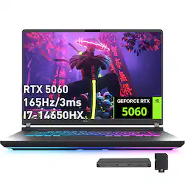 ASUS - ROG Strix G16 Gaming Laptop,Intel i7-14650HX(Beats i9-13900),RTX 5060,32GB DDR5,2TB SSD+1TB Dock Set,Win 11 - Gray