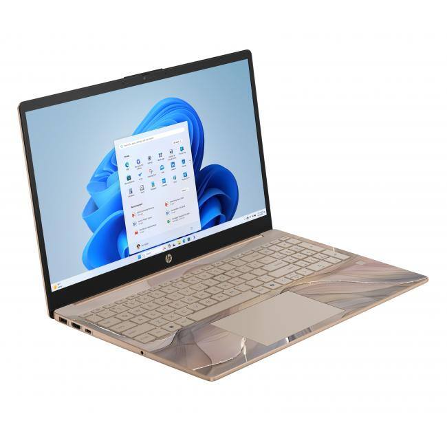 Alt View 1. HP - HP 15.6" HD AI Laptop with Copilot Intel N100 4GB RAM 128GB UFS Chai Latte + HP Wireless Mouse + 1 Year Microsoft 365 - Chai Latte.