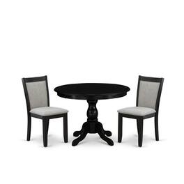 East West Furniture - 3-Pc Dining Table Set Contains a Dining Room Table and 2 Shitake Linen Fabric Dining Room Chairs - Multi-Color