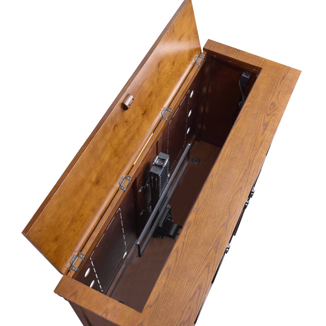 Alt View 4. Touchstone Home Products - The Bungalow by Touchstone - Smart Motorized TV Lift Cabinet for Flat Screen TVs up to 65 Inches - Mission Chestnut.
