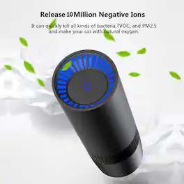 Luckbyte - True Hepa Car Air Purifier With Filter For Smoke Odor Dust Pollen - Black