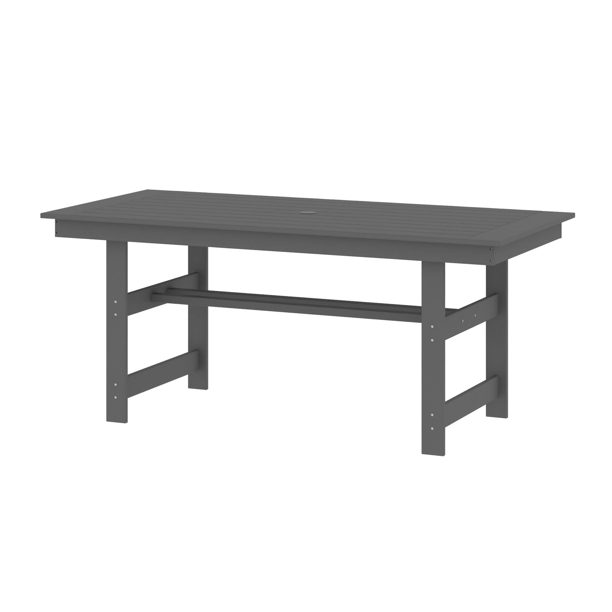 Alt View 10. Famapy - HDPE Outdoor Dining Table with Umbrella Hole & Cap - Solid Panel Patio Table for Garden, Backyard, Poolside - Gray.