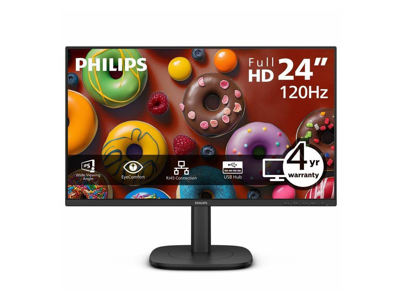 PHILIPS Full HD 24" 120Hz IPS Wide Viewing Angle EyeComfort RJ45 Connection USB Hub 4 yr warranty