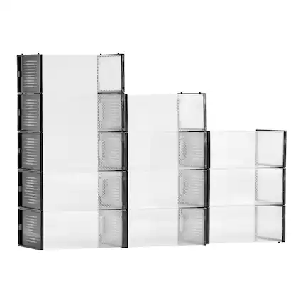 Front. VEVOR - Shoe Storage Boxes, 12 Pack Stackable Shoe Boxes Storage Organizers, Fit up to US Size 11 - Black.